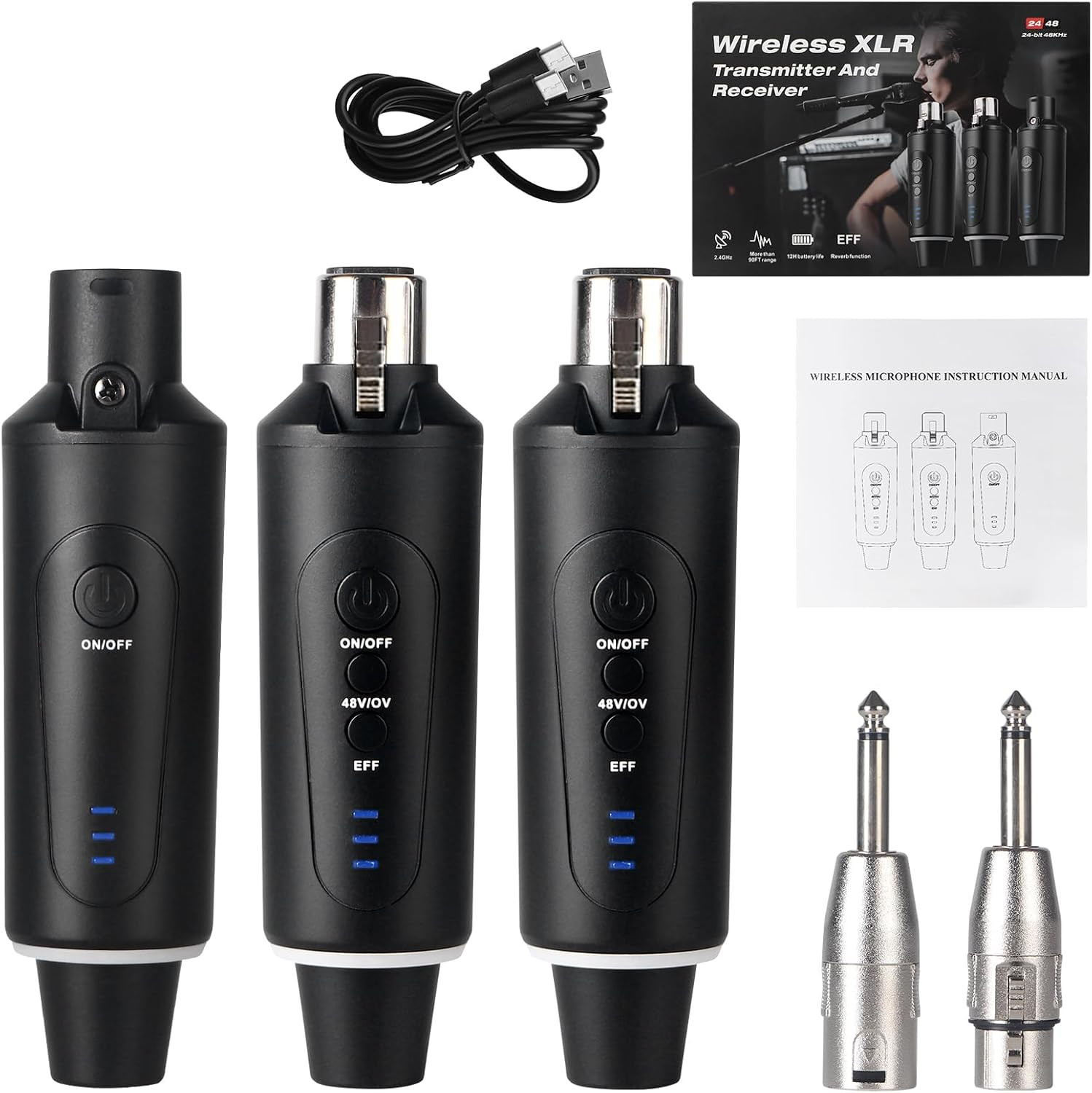 XLR Wireless Microphone System, Wireless Guitar Transmitter Receiver