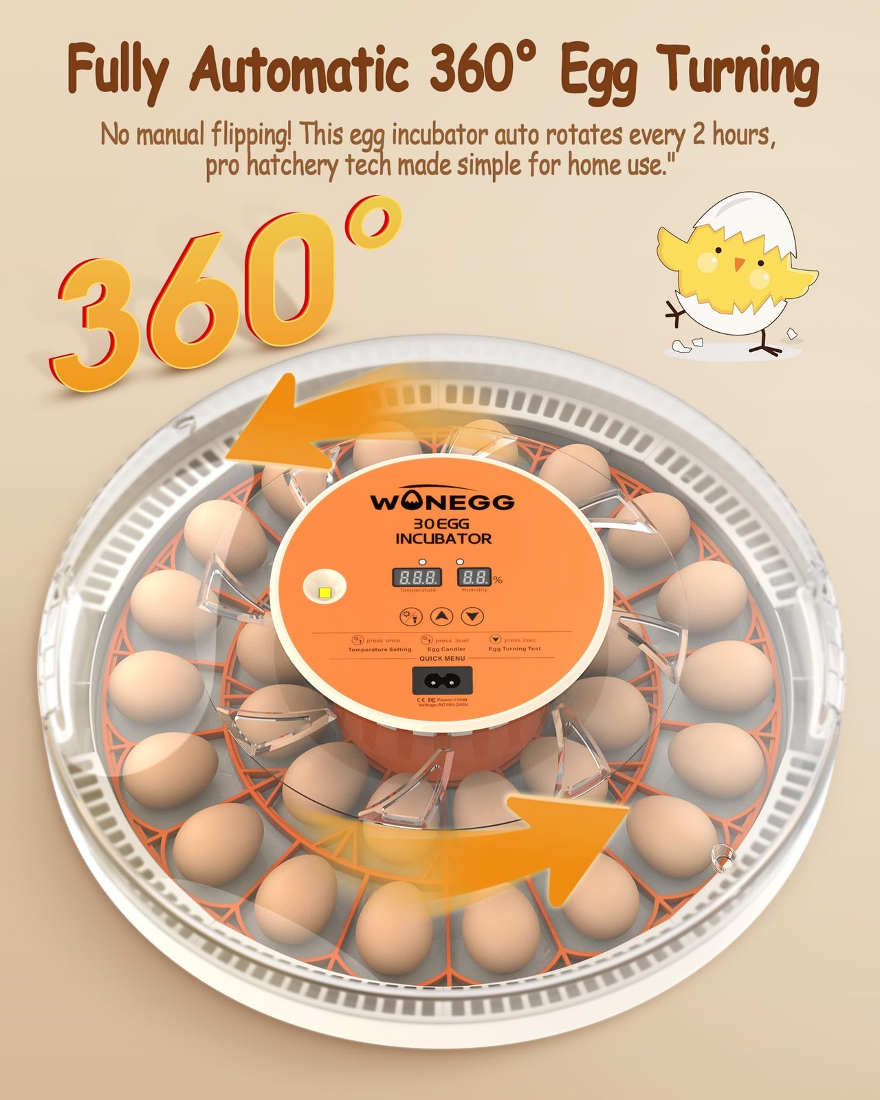 Wonegg Incubators For Hatching Eggs Automatic Egg Turning Auto Temperature