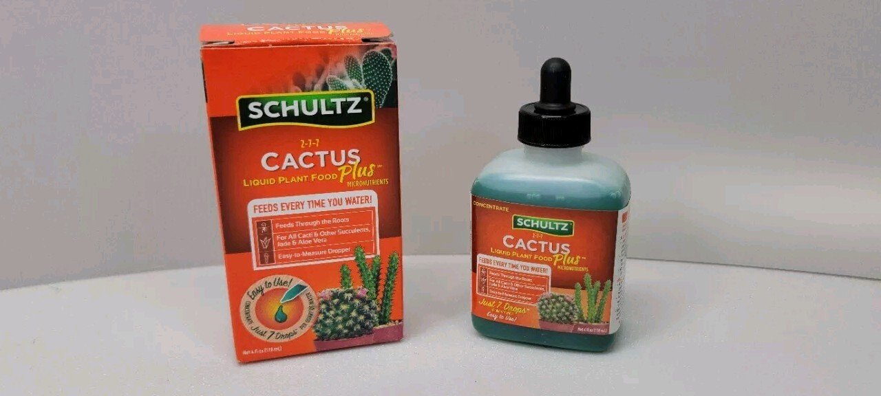 Schultz Liquid Cactus Plant Food 2-7-7 Succulents Jade Aloe Vera 4 oz. w Dropper