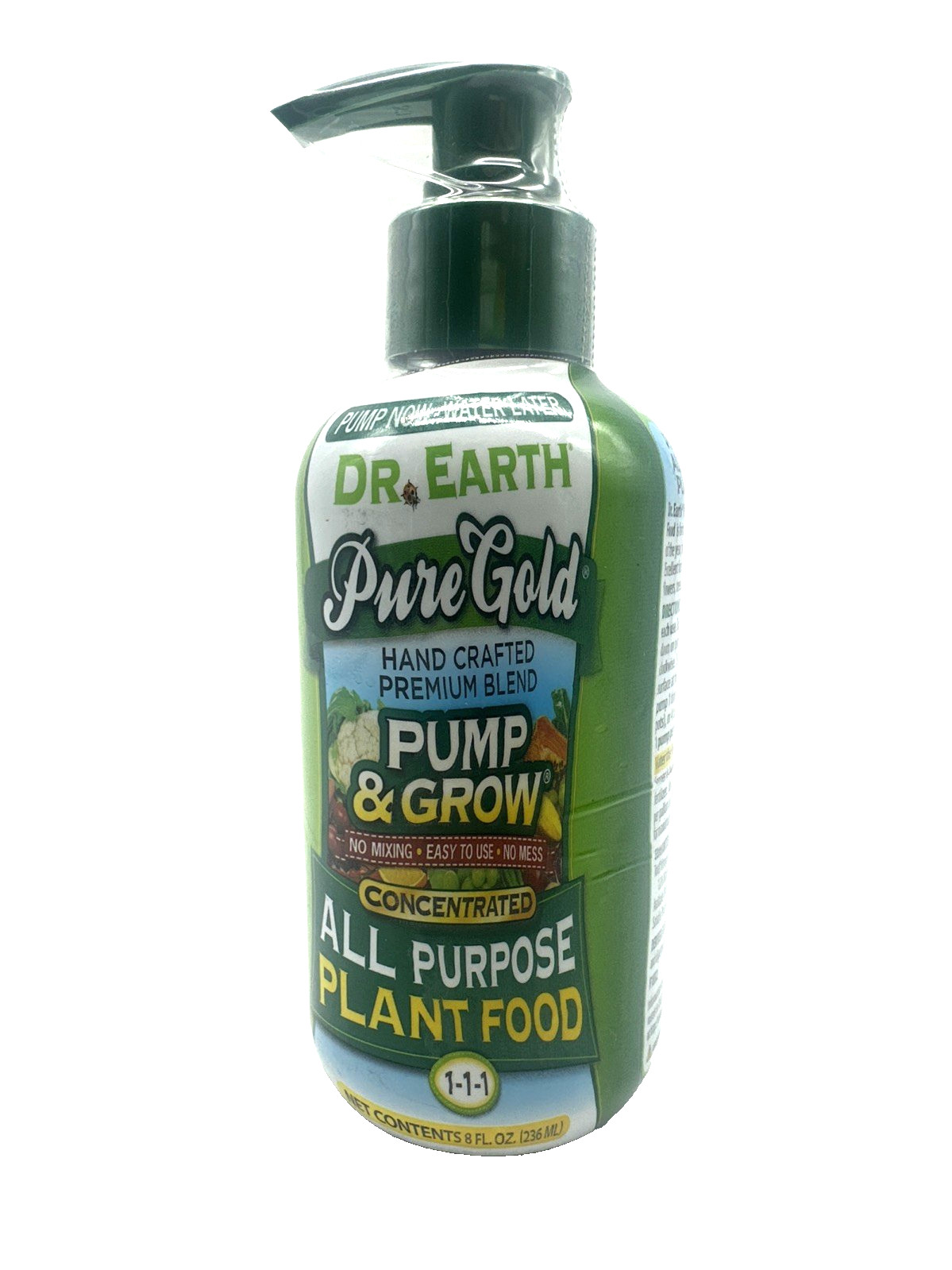 DR EARTH Pure Gold All Purpose Plant Food Pump Organic Liquid Fertilizer, 8 oz