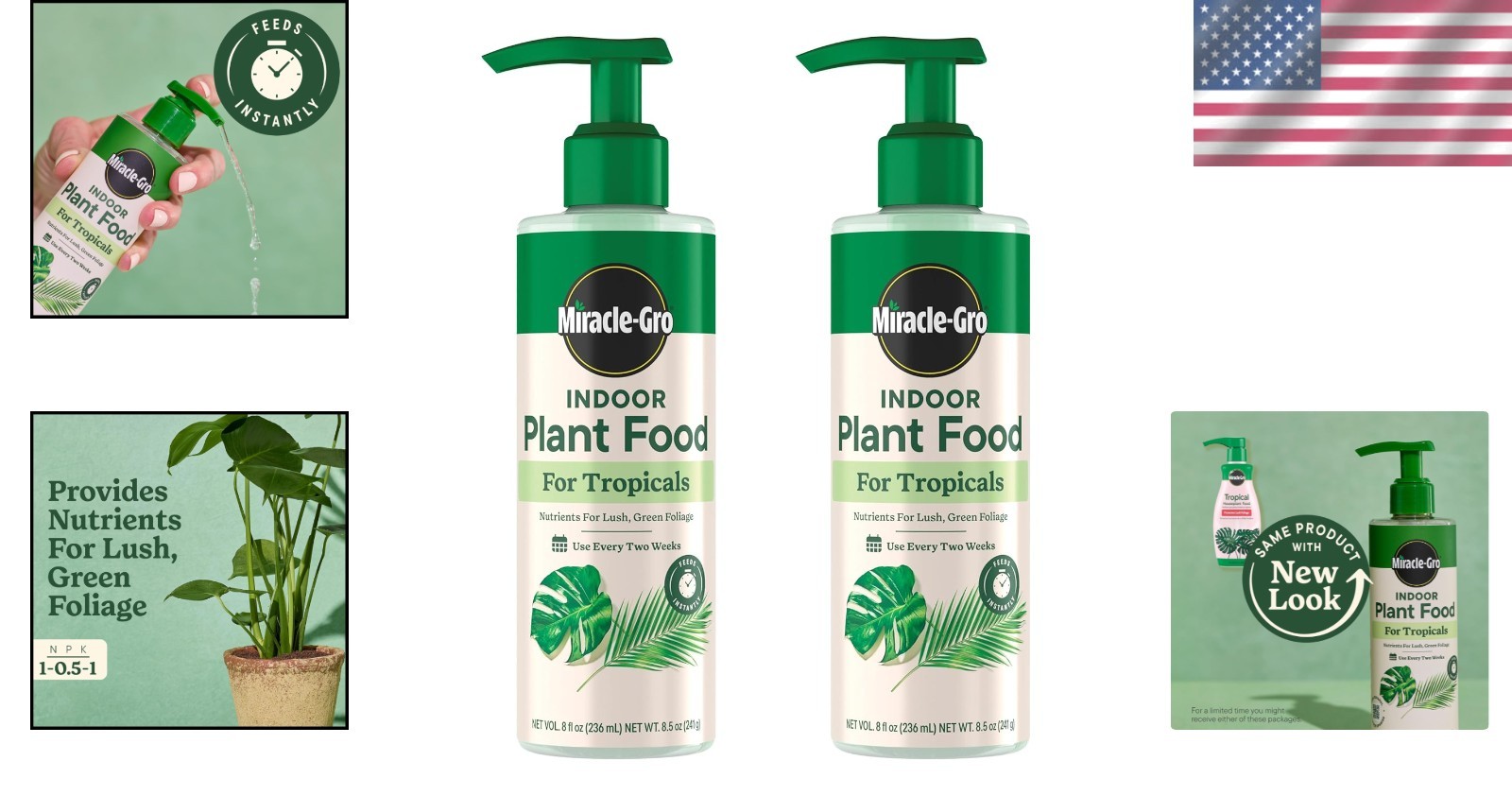 Indoor Plant Food for Tropicals – 2-Pack 8 oz Liquid Fertilizer for Houseplants