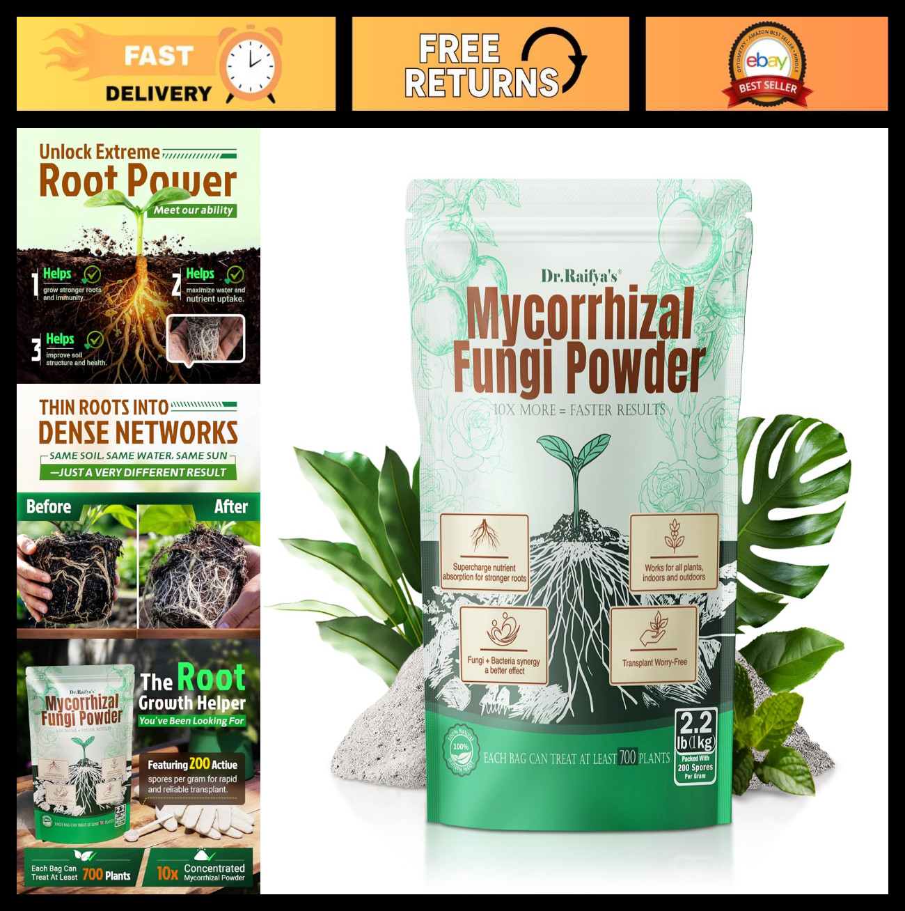 Organic Mycorrhizal Fungi Inoculant 10X Concentrate – Boost Roots & Growth, 2.2l