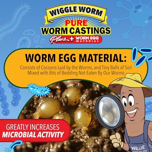 Wiggle Worm 100% Pure Worm Castings Plus Worm Egg Material, 40lbs – Organic
