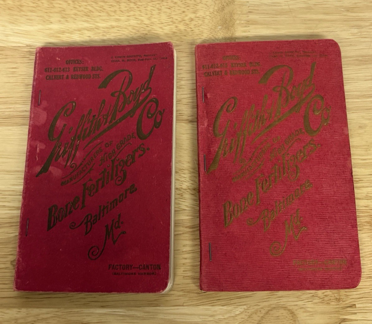 Griffith & Boyd Co Bone Fertilizers 1920 1921 Catalogs Baltimore MD Lot of 2