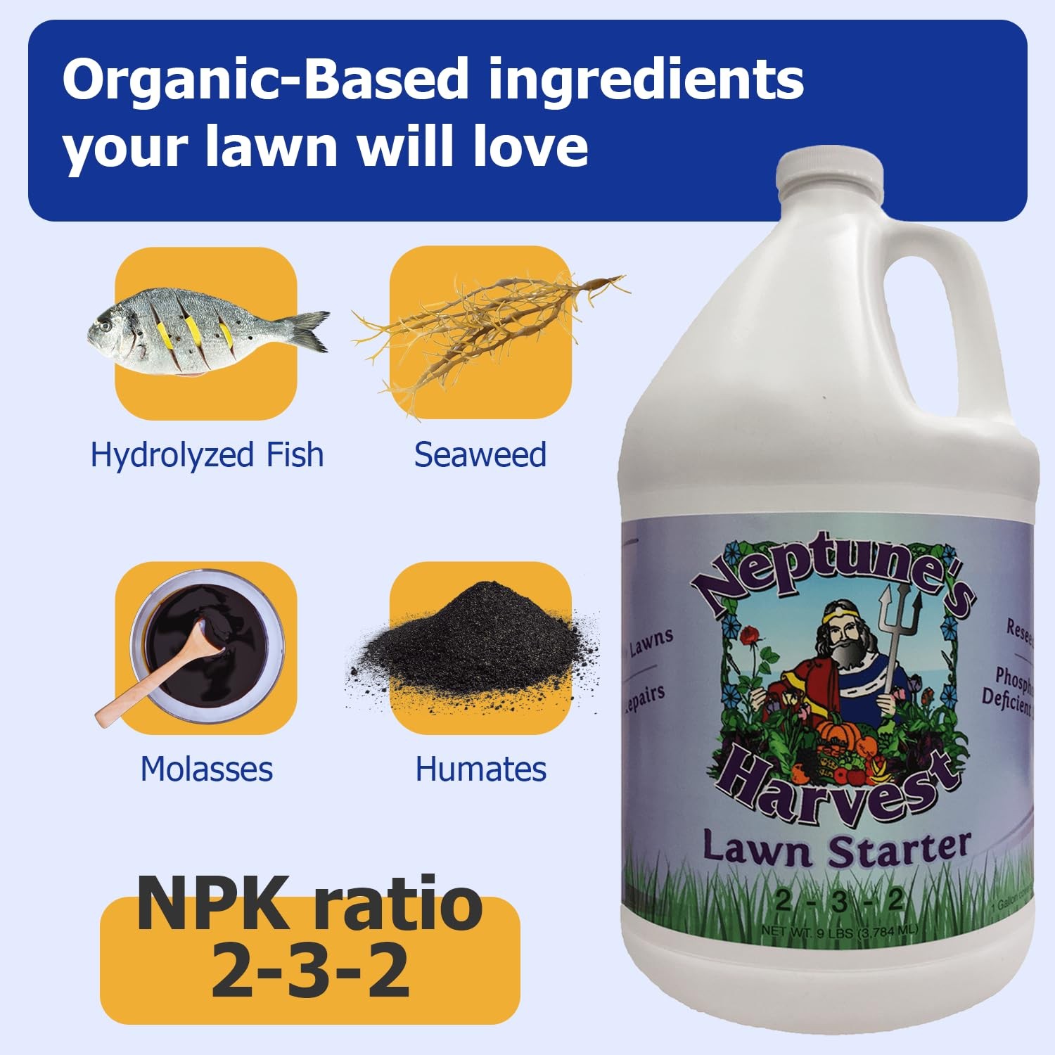 Neptune’s Harvest Lawn Starter Fertilizer (2-3-2), 1 Gallon – Liquid Lawn Fer…