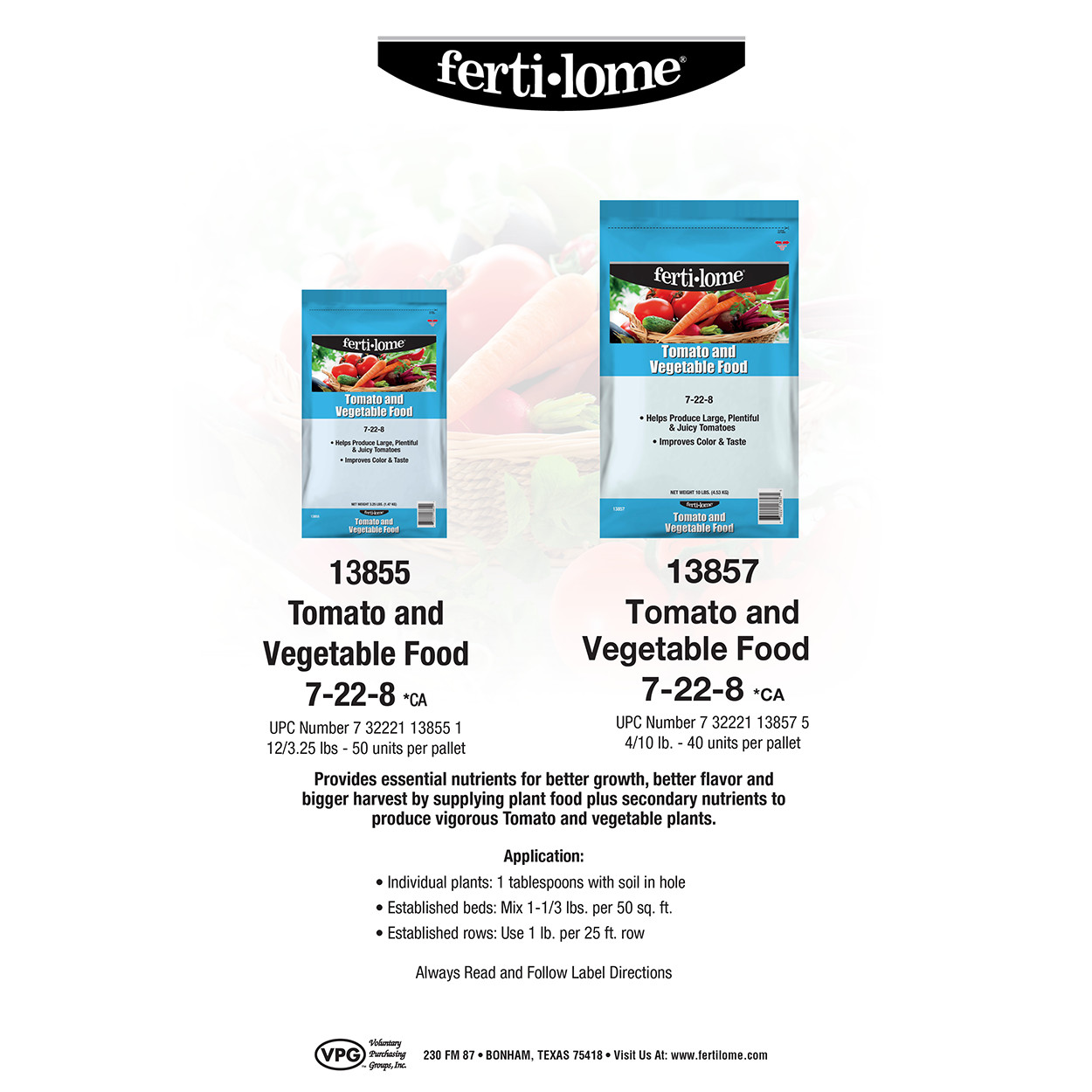 Ferti-lome Tomato and Vegetable Food 7-22-8 3.25 lbs by VPG