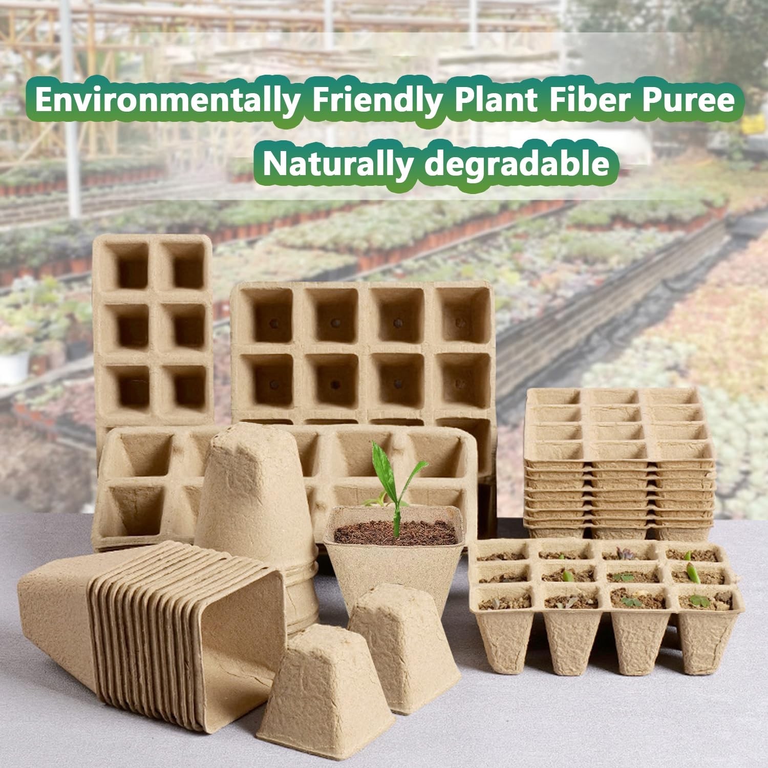 120 Cells Seed Starter Tray, 10 Pack Biodegradable Peat Pots with 100 Labels,…