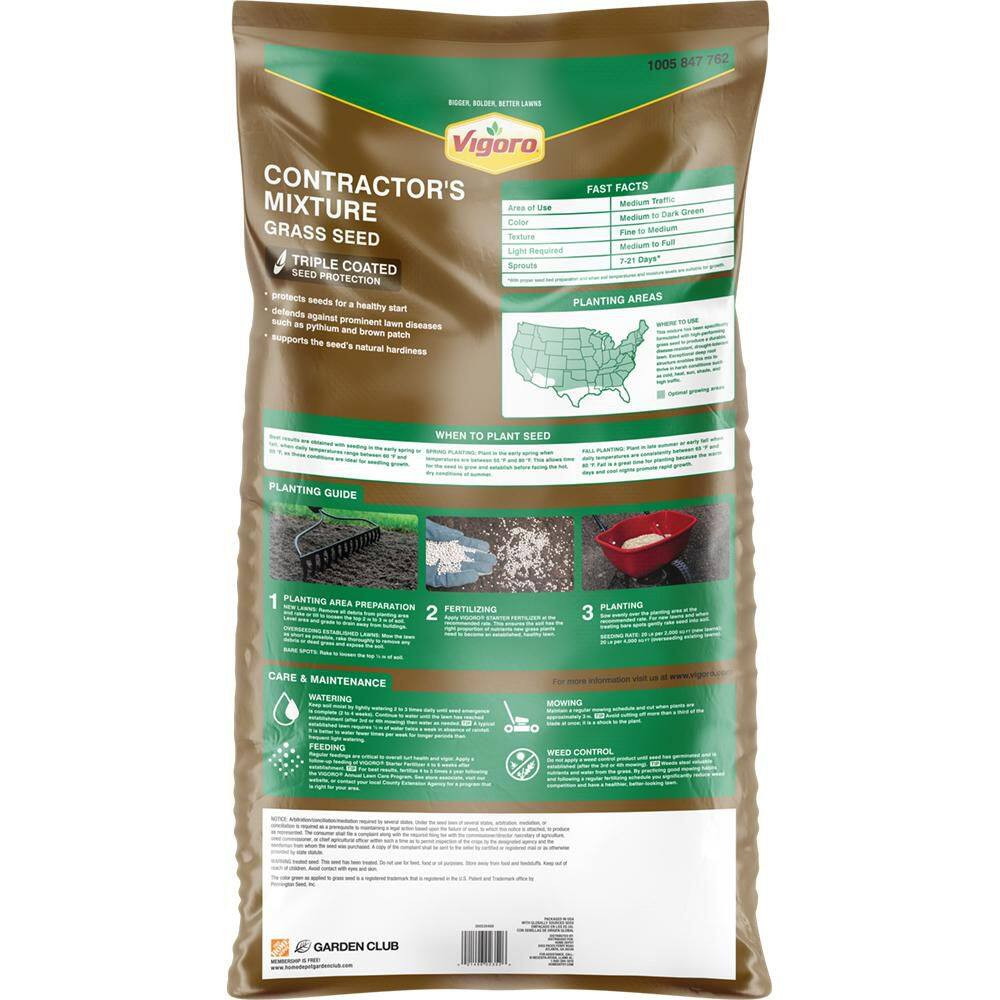 Vigoro Contractors Mixture Grass Seed Mix, for Sun to Partial Shade, 20 lb.