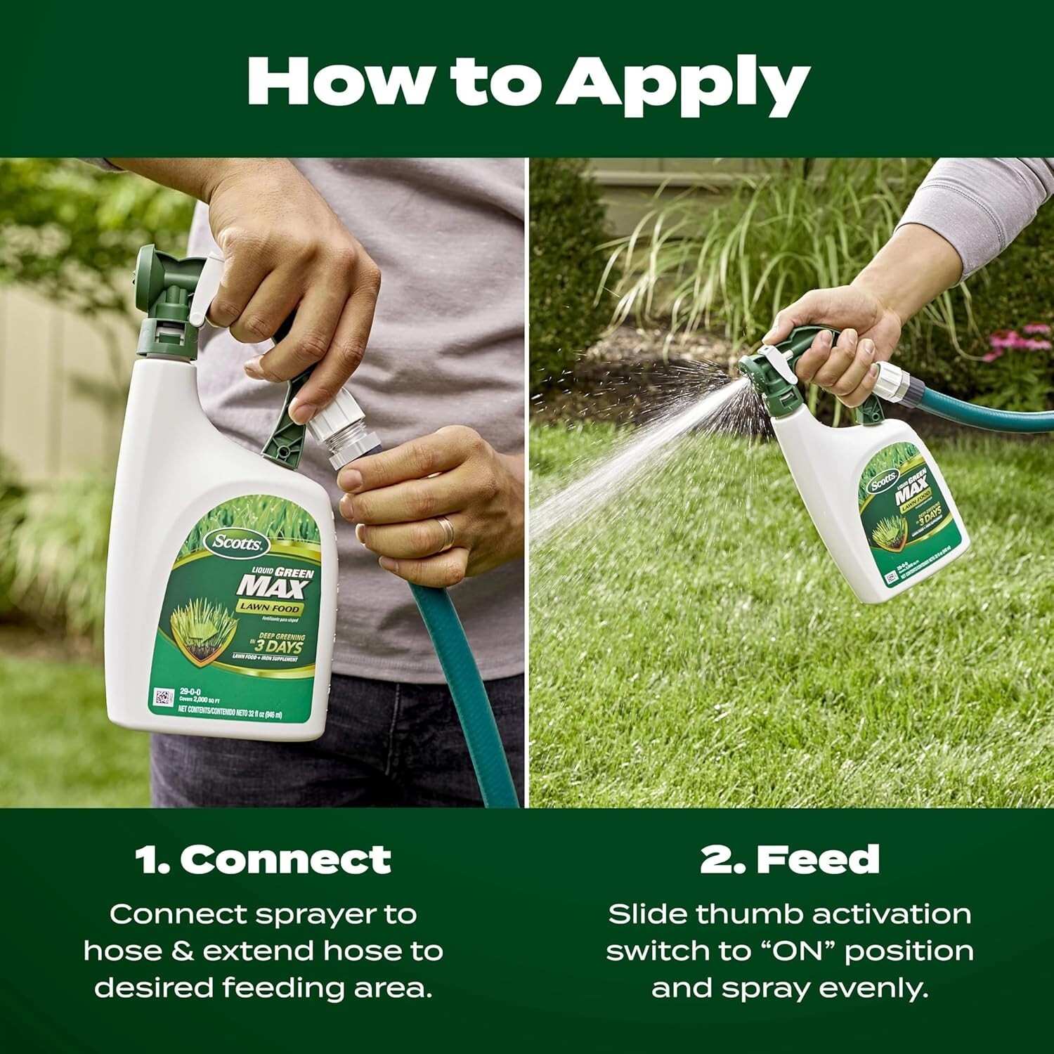 Liquid Green Max Lawn Fertilizer & Iron Supplement – Easy Hose Application