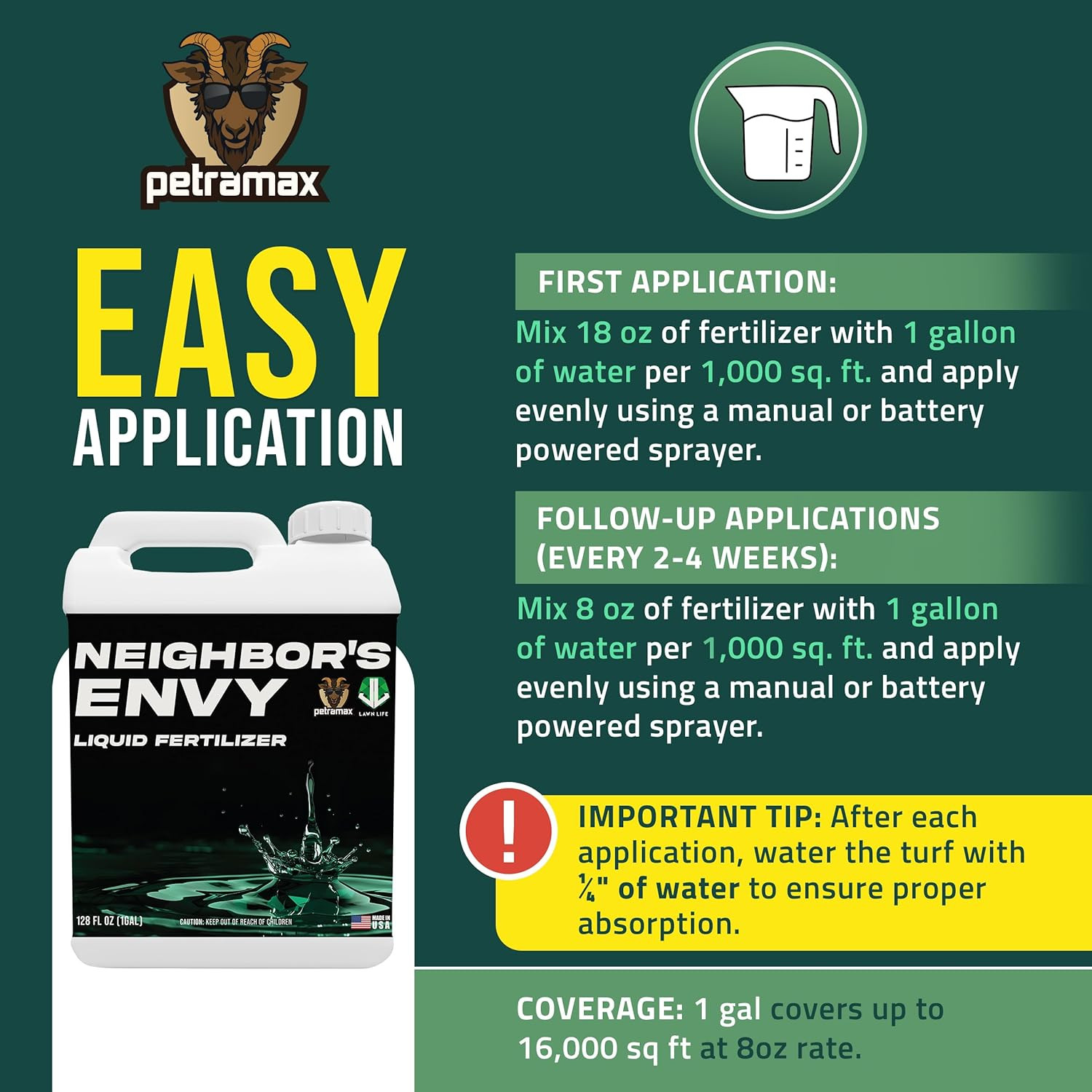 Neighbor’S Envy Grass Fertilizer for Lawn & Garden, 1 Gallon Covers up to 16,000