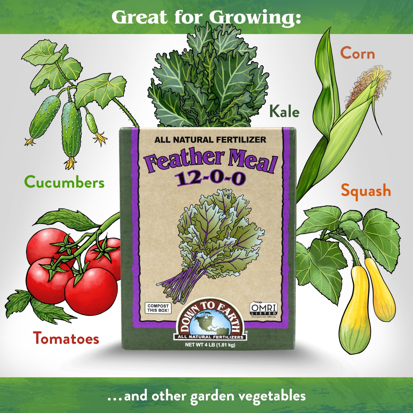 Down To Earth Organic Feather Meal Fertilizer 12-0-0, 4 lb