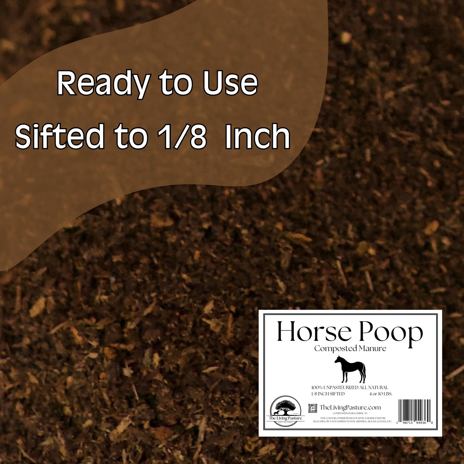 Horse Poop, 100% Natural Aged Unpasteurized Composted Manure and Sifted Premi…