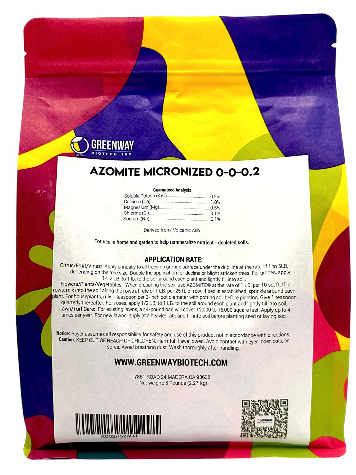 5 Pound Micronized Azomite Fertilizer Organic Soil Amendment for Crop Yield
