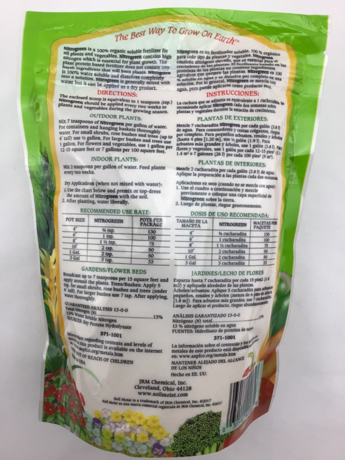 SoilMoist NitroGreen Organic Plant Fertilizer 14oz High Nitrogen Water Soluble