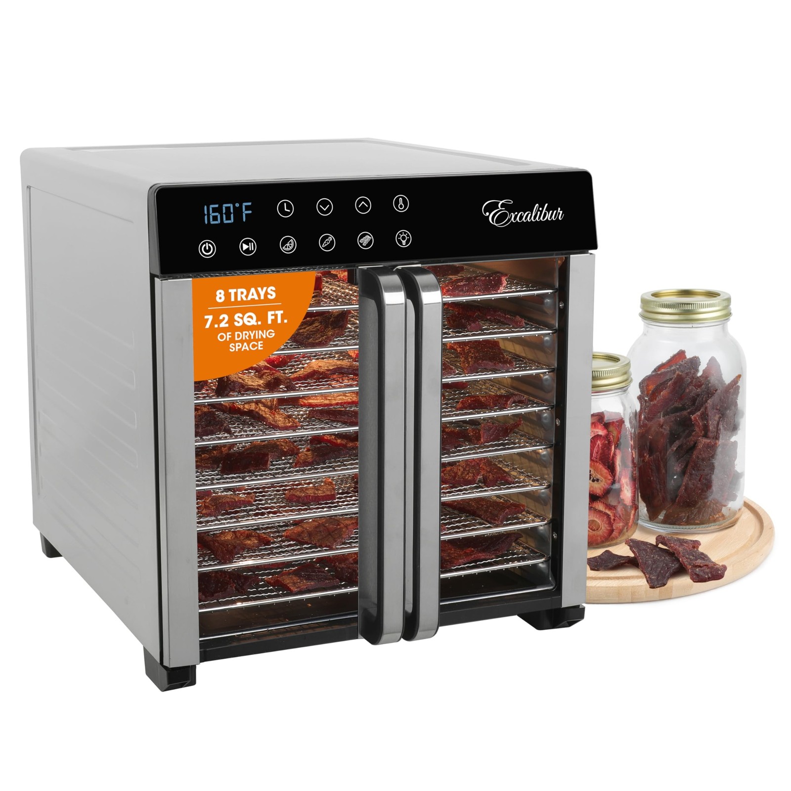 Excalibur Food Dehydrator 8-Tray for Jerky, Fruit, Vegetables, Herbs, Pet Tre…