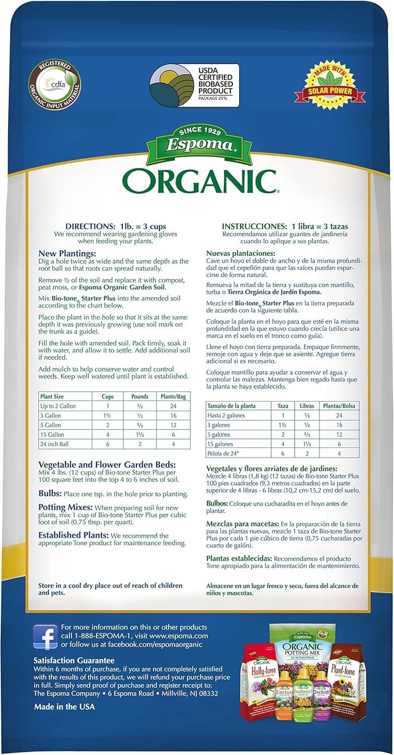 Organic -Tone Starter Plus 4-3-3 Plant Food 8 lb Bag