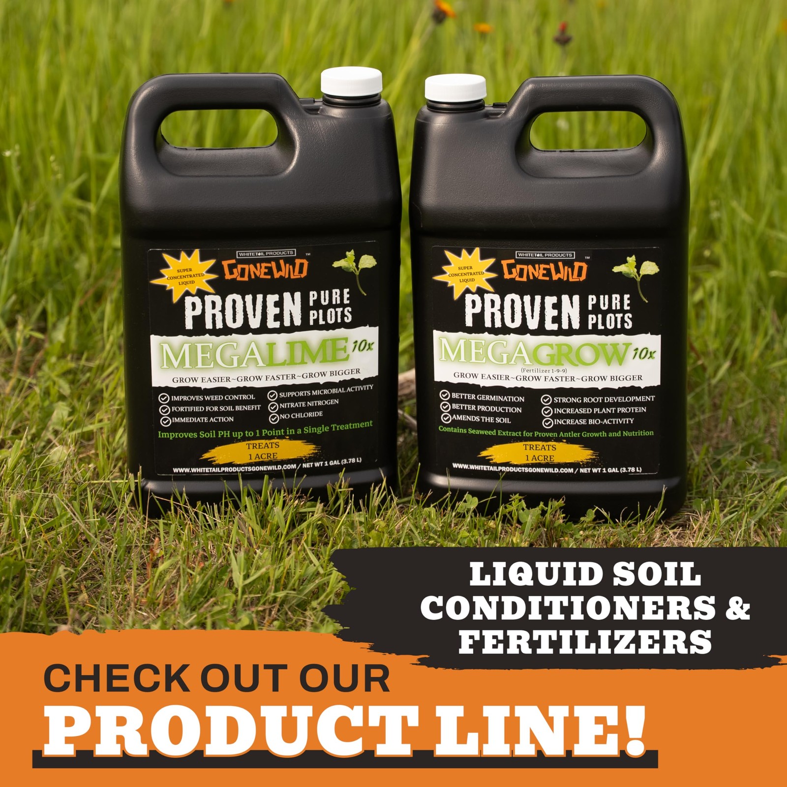 Whitetail Products Gone Wild, Mega Lime 10X, Food Plot Liquid Soil Conditione…