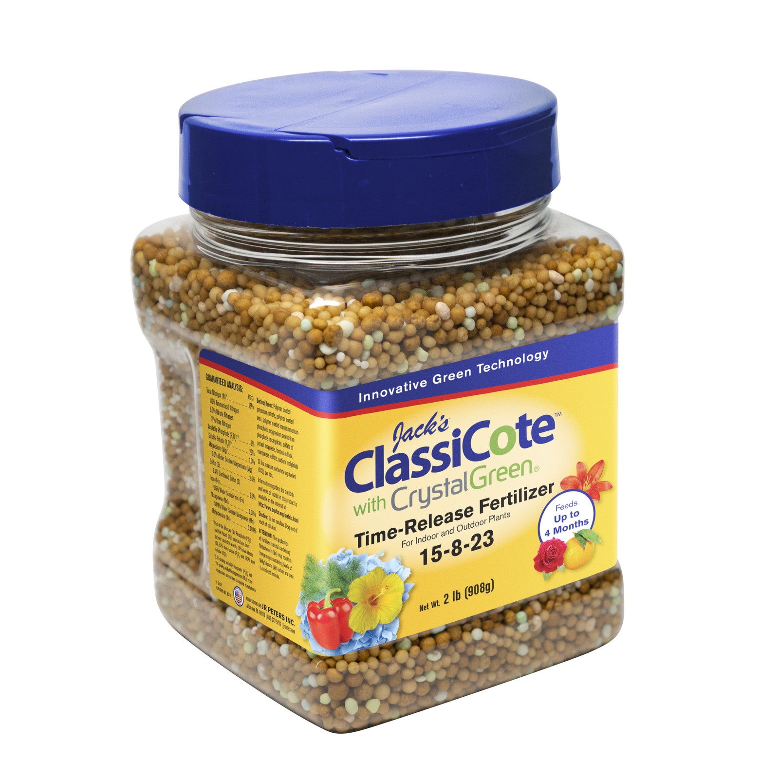 Jack’s Classic 15-8-23 ClassiCote w/ Crystal Green Time-Release Fertilizer, 2lbs