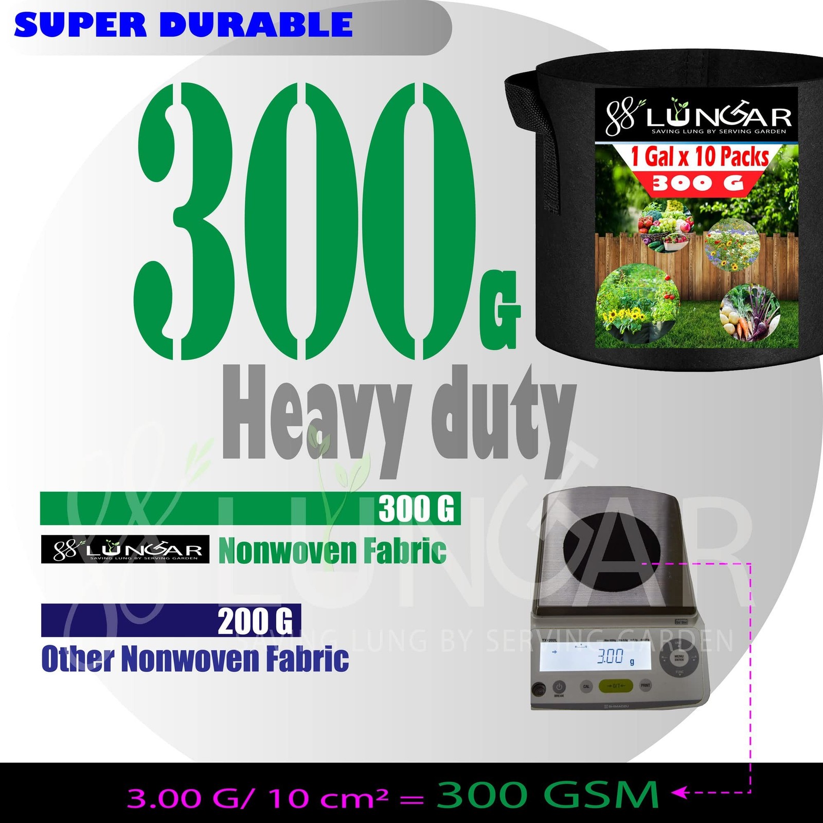 Plant Grow Bags 10 Gallon 5 Packs Planter Pot, Thickest Aeration 300G Non-Wov…
