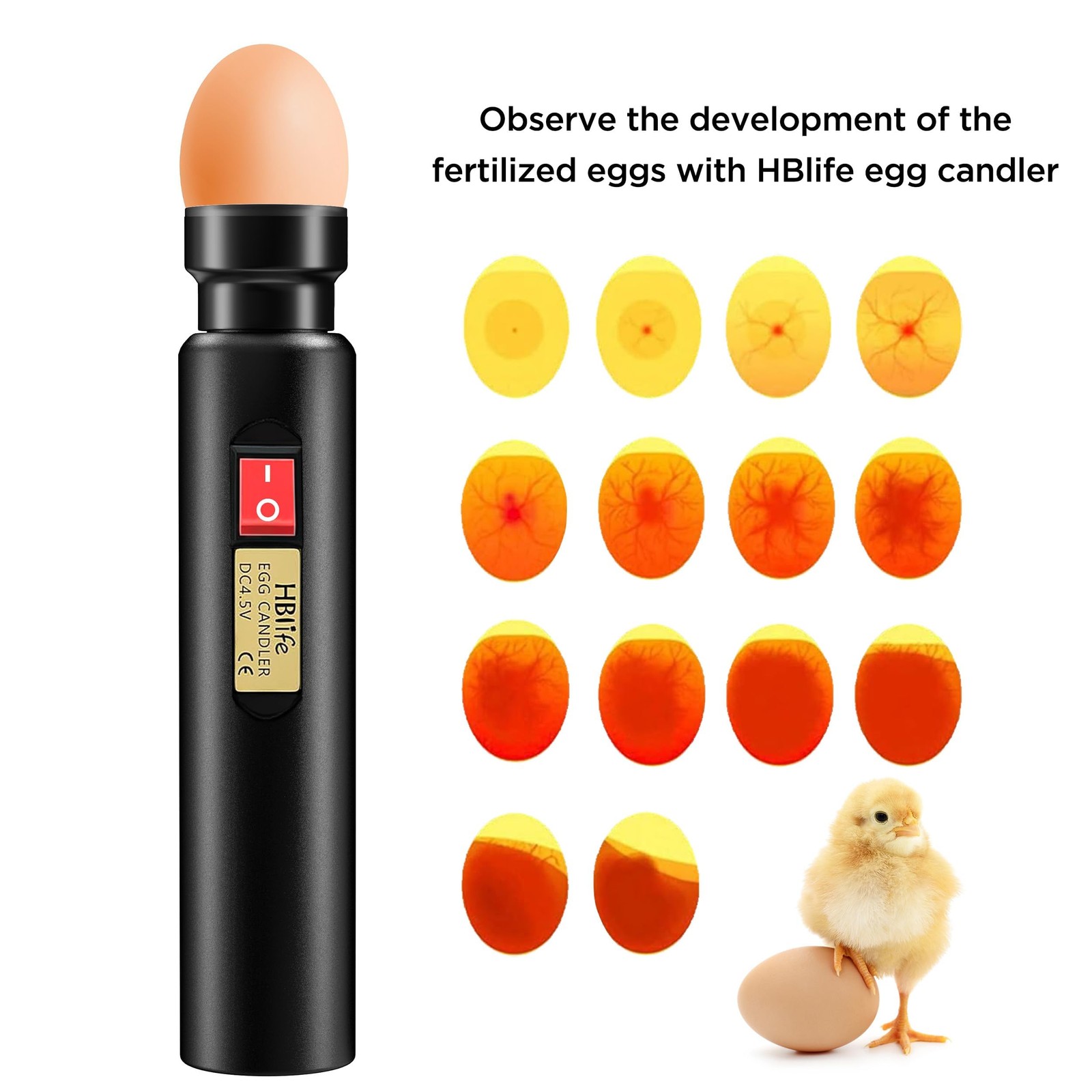 Hblife Egg Candler Wireless Rechargeable Led Bright Cool Light Egg Candler