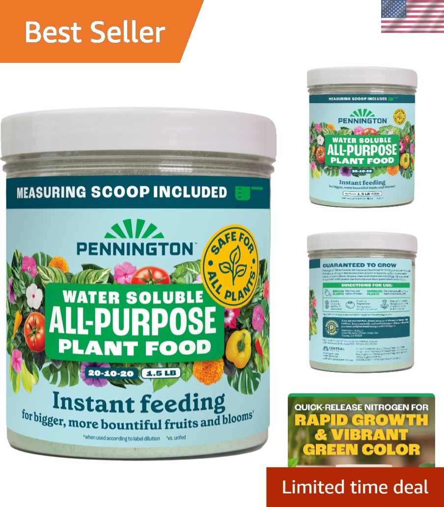 All-Purpose Plant Food 20-10-20 in 1.5 lb Jar with Measuring Scoop & Foam Seal