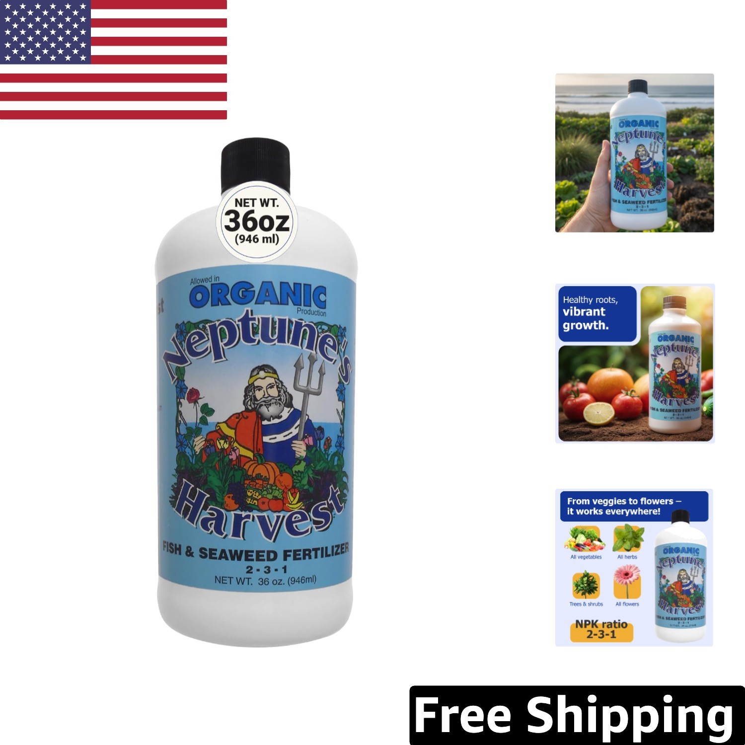 Versatile Liquid Fish & Seaweed Fertilizer 36oz – Enhances Growth & Soil Quality
