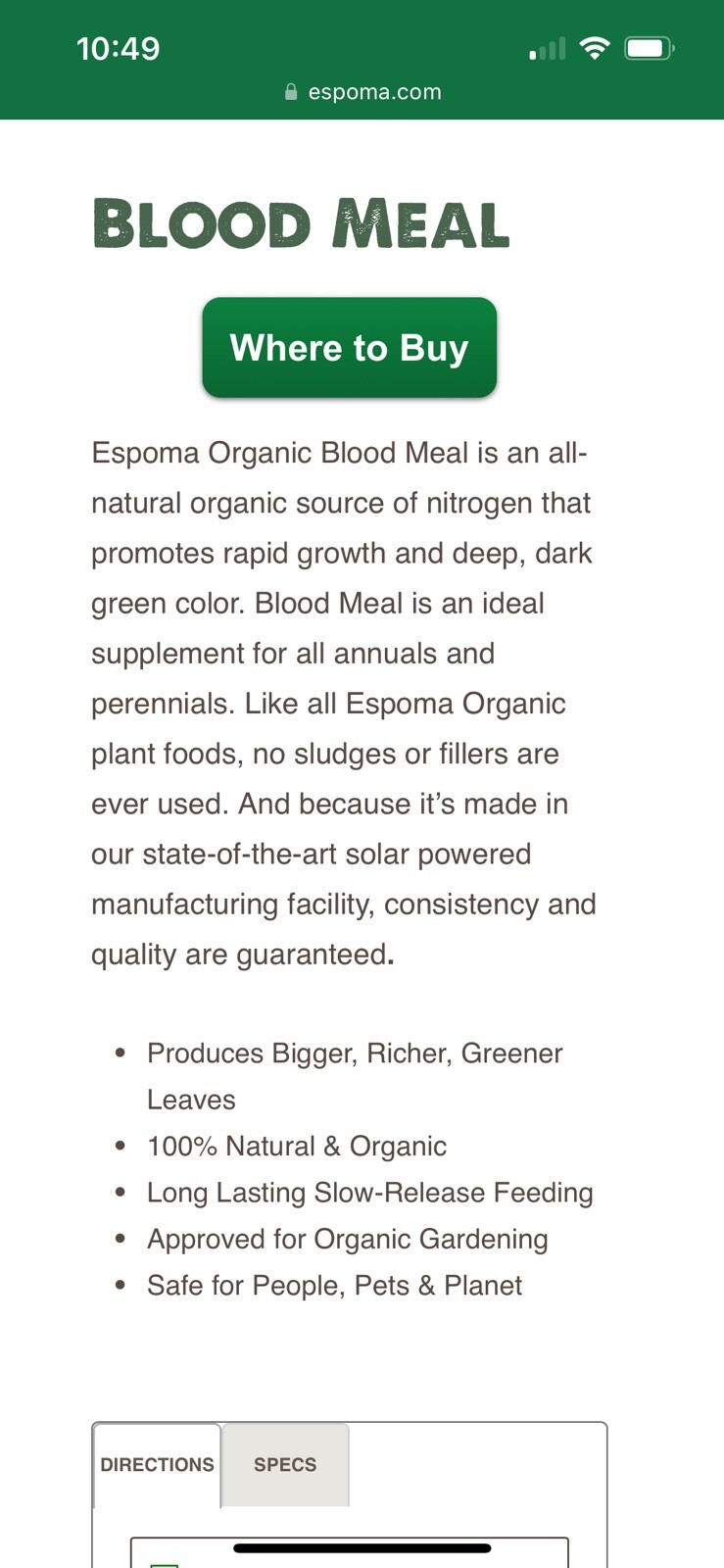 Espoma Blood Meal Organic Fertilizer, 3# Bag