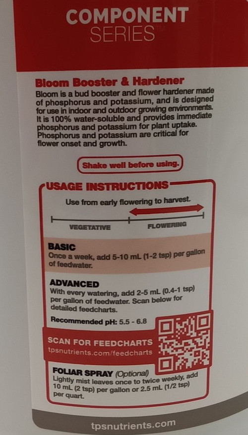 Bloom Bud Builder & Flower Hardener Plant Nutrient and Supplement Gallon