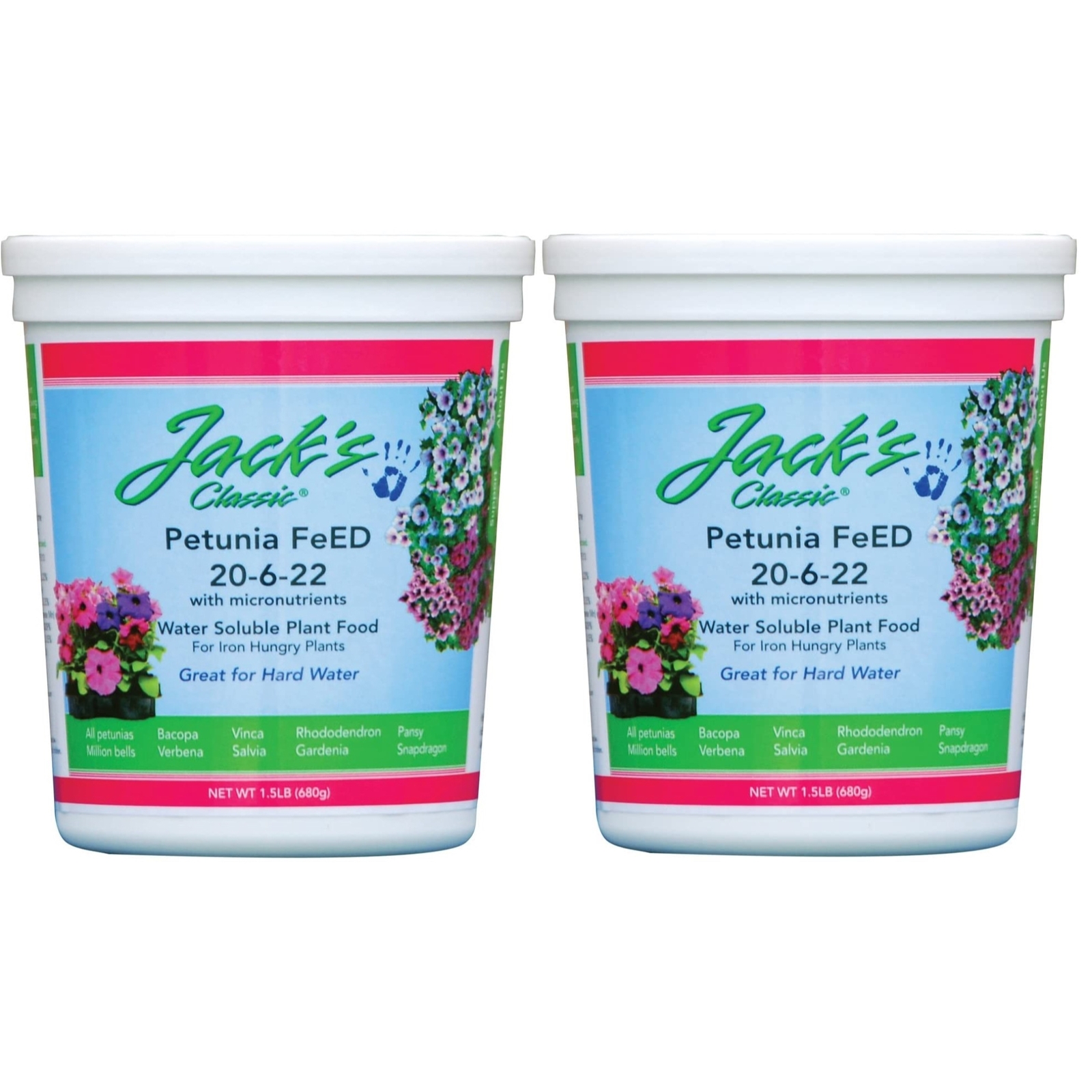 Jack’s Classic 20-6-22 Petunia FeED Water-Soluble Fertilizer, 1.5lbs, 2 Pack