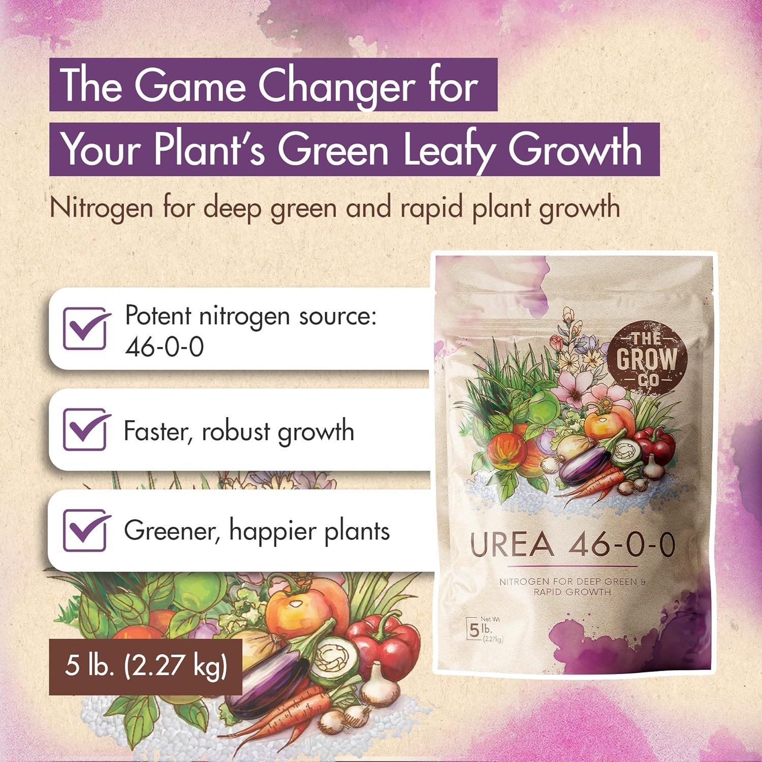 Fast-Acting 5 lb. Urea Fertilizer 46-0-0 for Healthy Plants & Bigger Blooms
