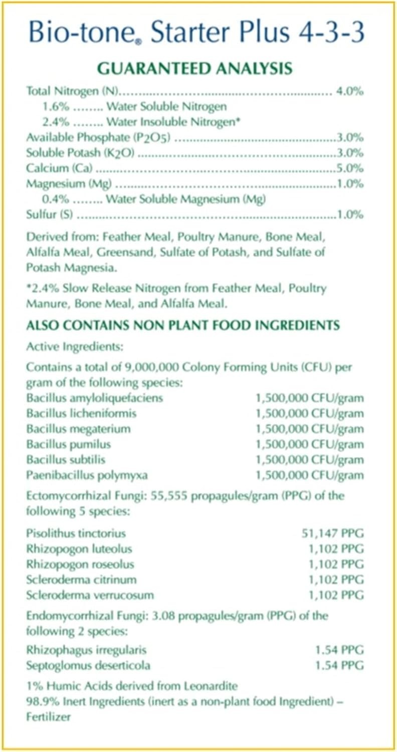 Espoma Organic Bio-Tone Starter Plus 4-3-3 Natural & Organic Food 8 Lbs.