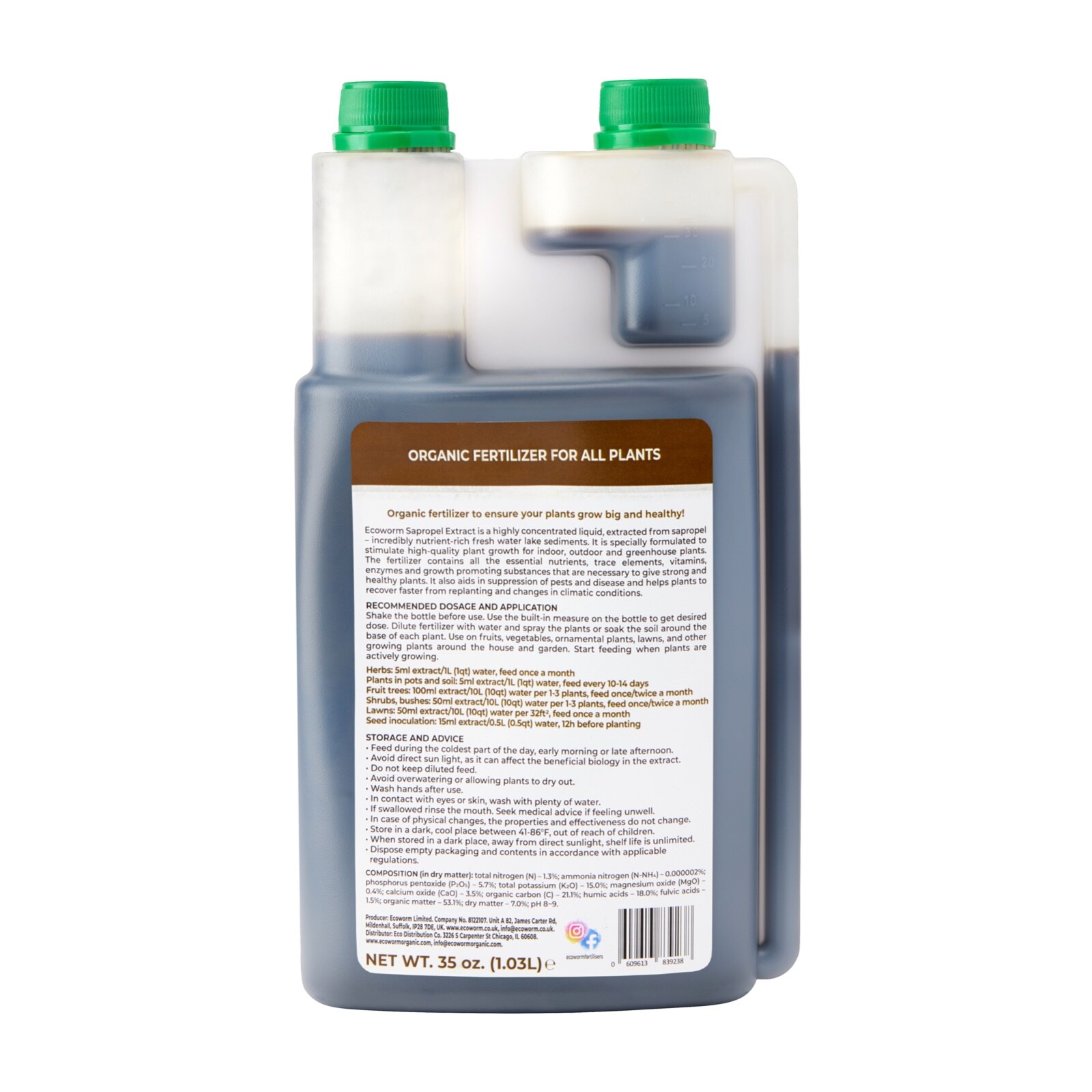 Ecoworm Sapropel Extract – Organic Fertilizer – Makes 53gal