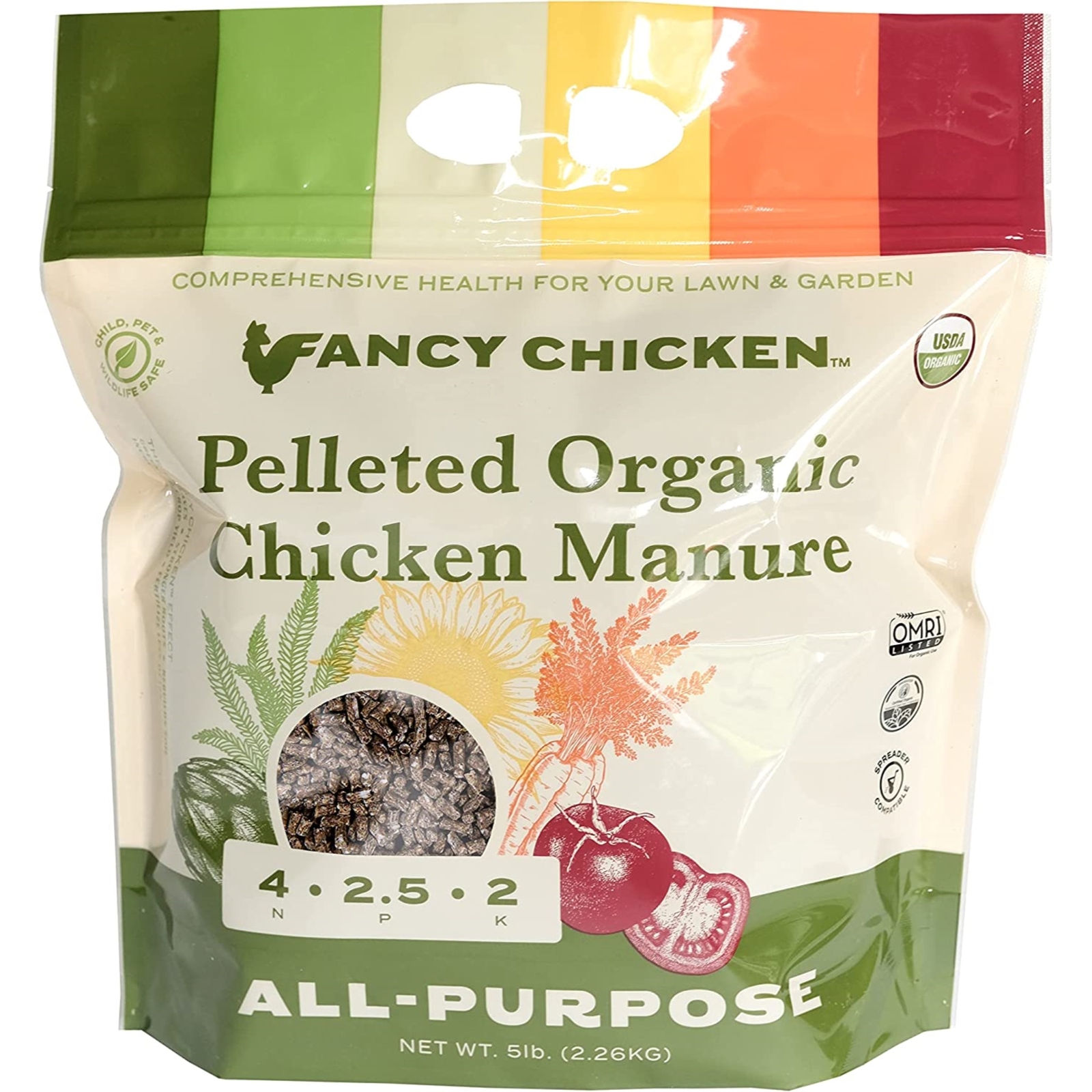 Fancy Chicken All-Purpose Pelleted Manure Plant Food for Lawn and Garden, 5lbs