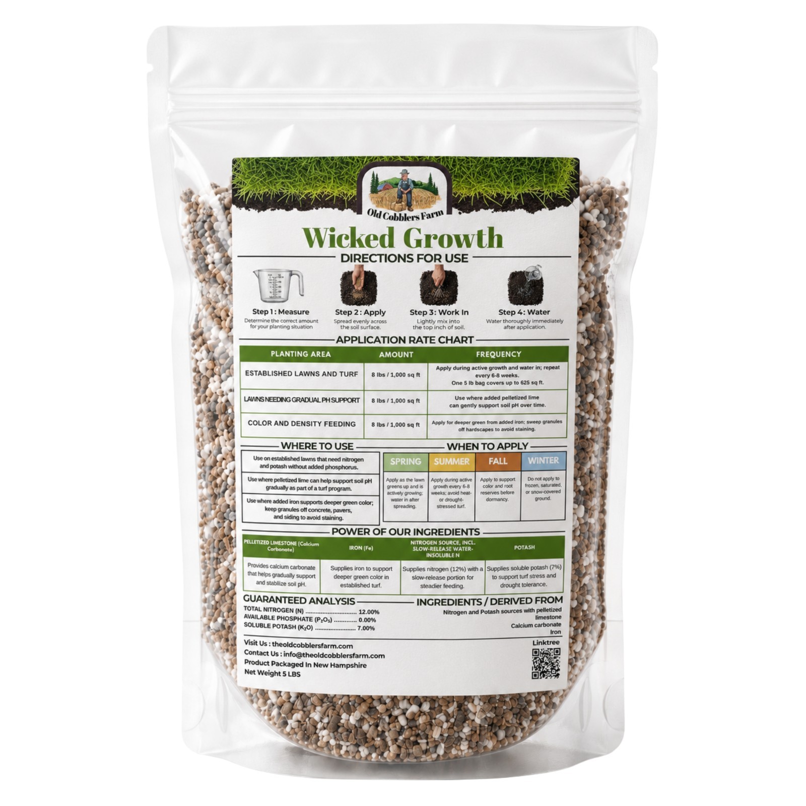 Old Cobblers Farm™ Wicked Growth Total Turf 12-0-7 Fertilizer Slow Release Turf