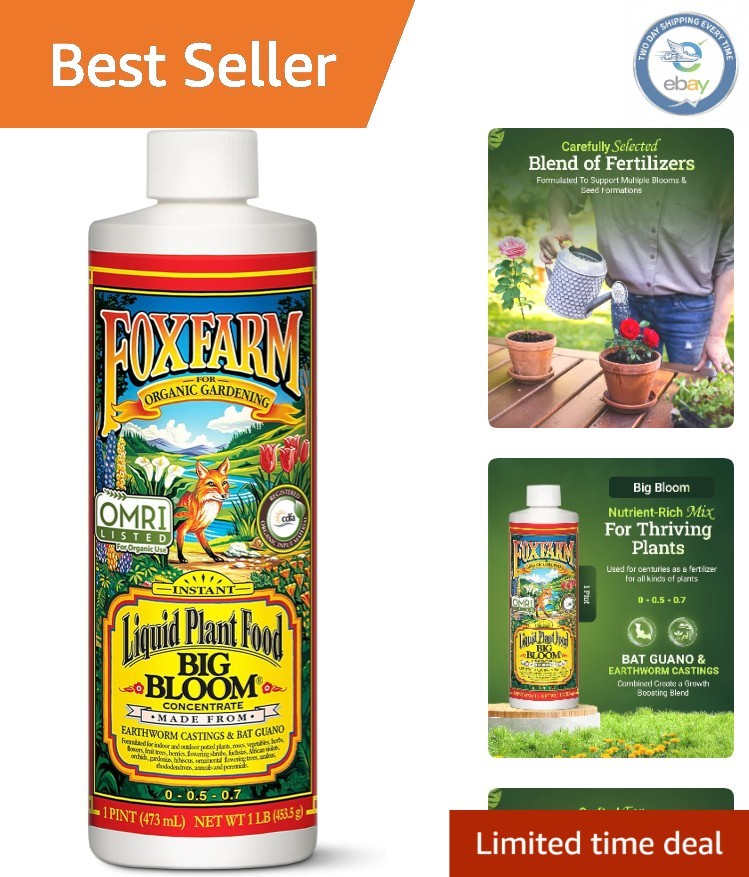 Fox Farm Big Bloom Liquid Fertilizer – Earthworm Castings & Bat Guano – 16 FL OZ