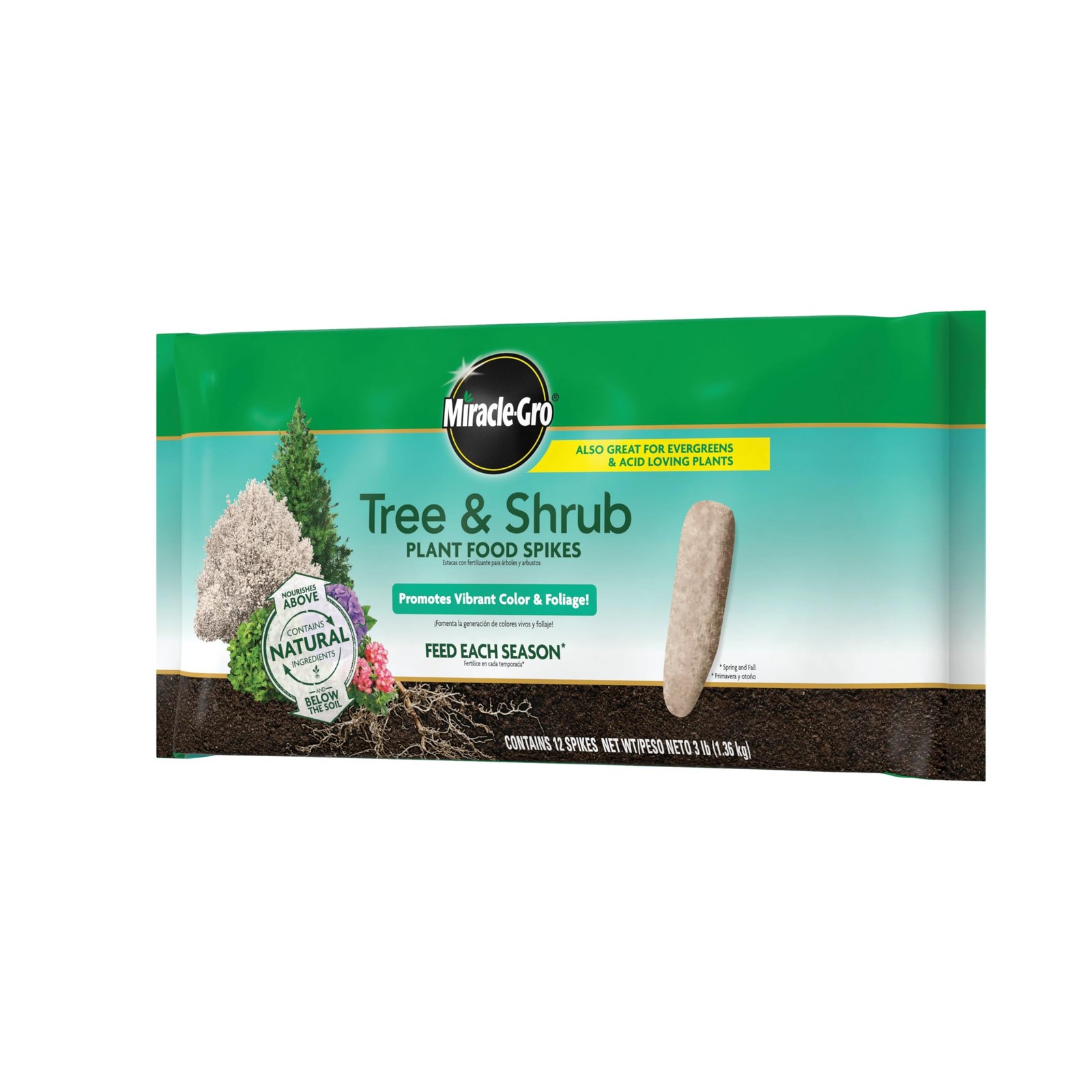 Miracle-Gro Tree & Shrub Plant Food Spikes, 12 Spikes | For Deciduous, Flowering