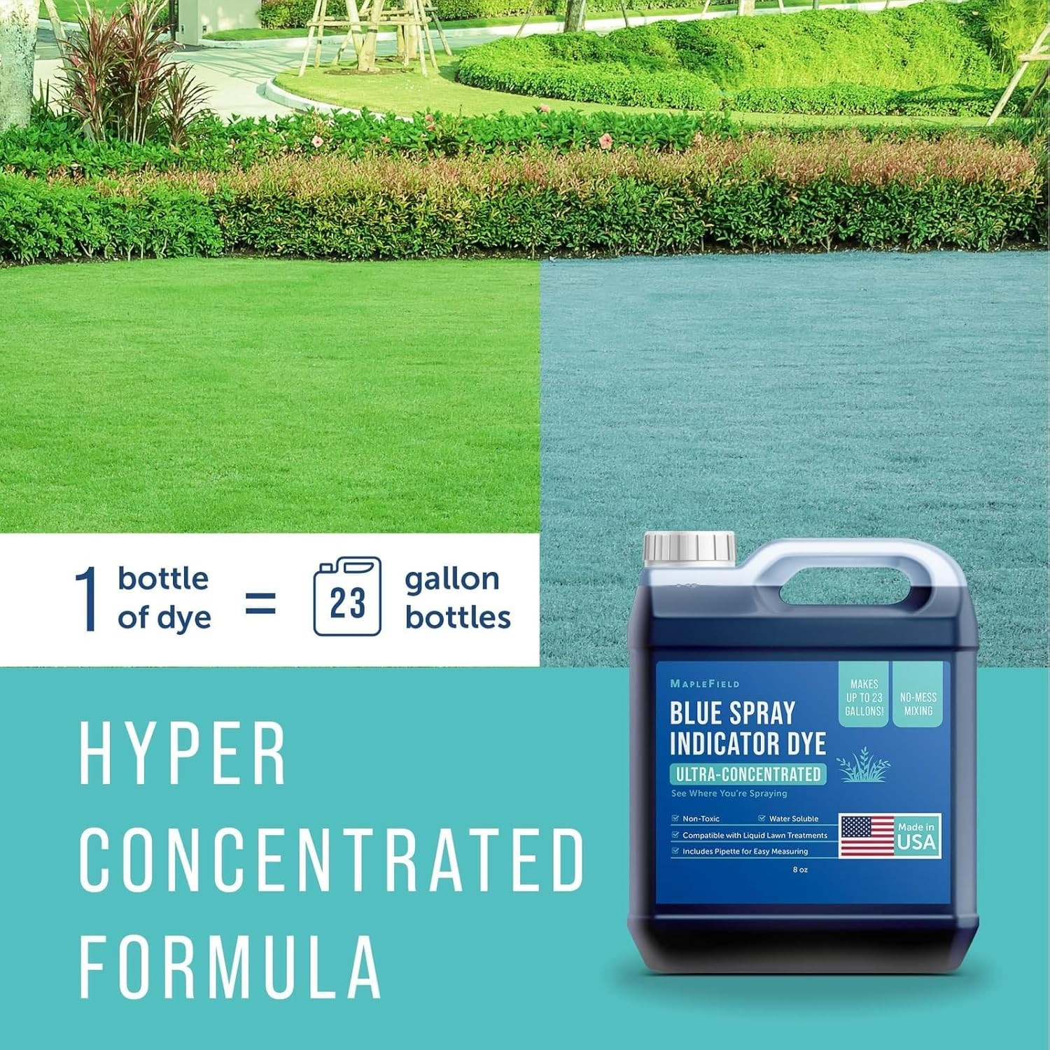 Blue Spray Indicator Dye – 8 Oz Bottle with Pipette – Lawn Dye for Sprayers & Sp