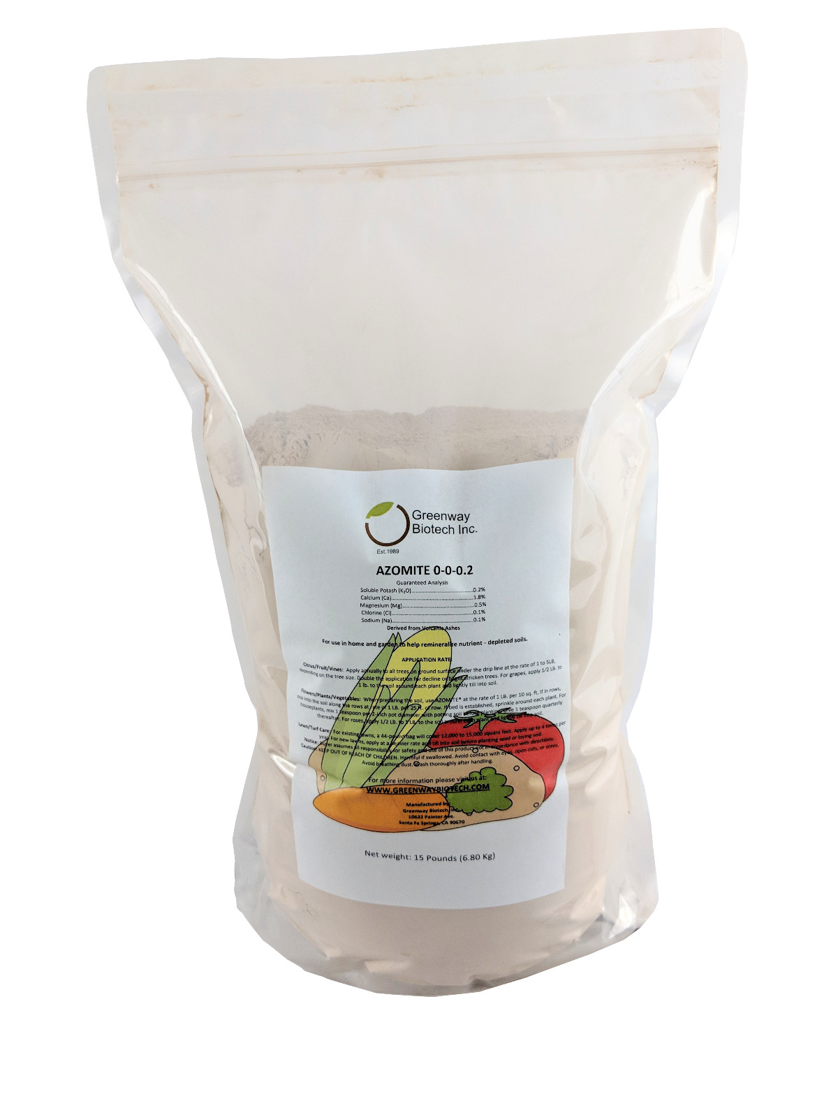 AZOMITE Micronized Powder Trace Mineral Volcanic Ash Rock Dust Powder 15 LB