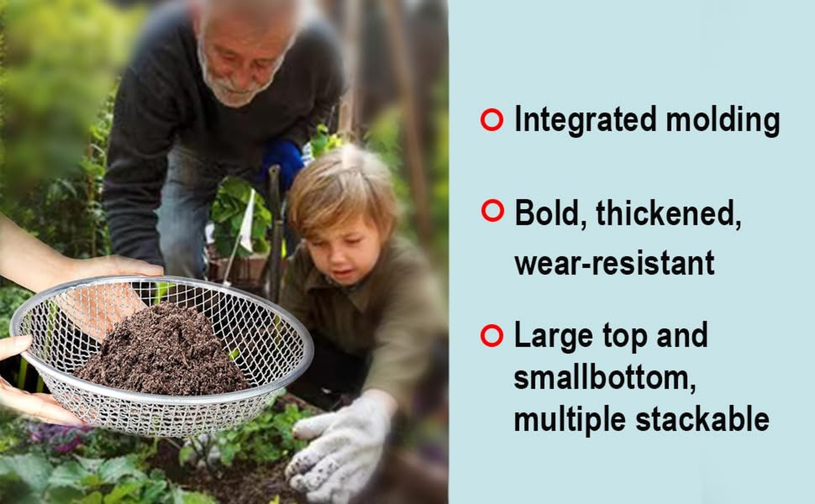 3PCS Soil Sifter for Gardening, Rock Sifter for 5 Gallon Bucket,Compost Sifte…