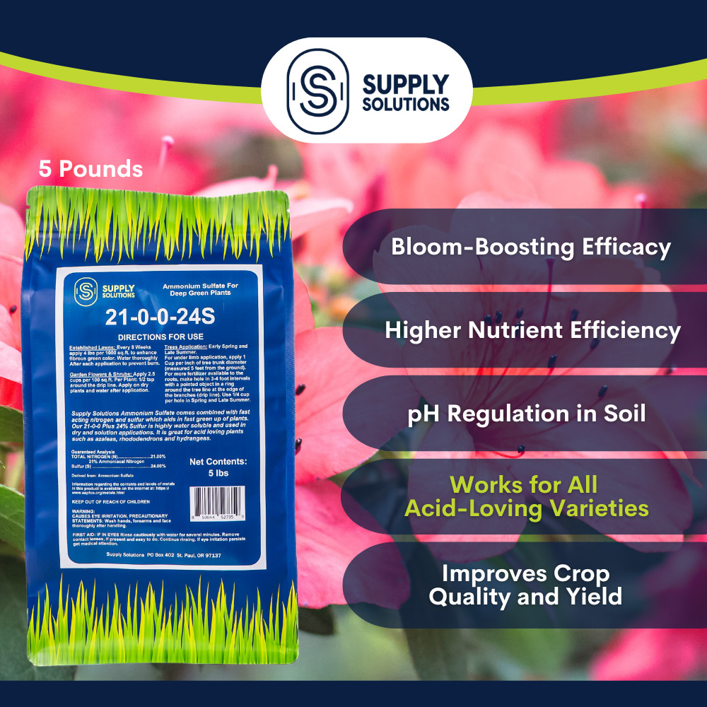 21-0-0-24S Ammonium Sulfate for Deep Green Plants and Soil Acidifier – 5 Lbs