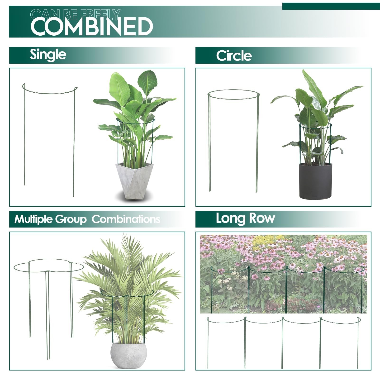 6 Pack 30 inch Plant Support Stakes, Heavy-Duty Half Round Peony Support, Gar…
