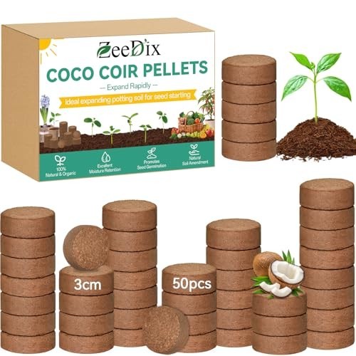50 Pcs 30mm Organic Coco Coir Pellets – Compressed Potting Soil for Seed Starter