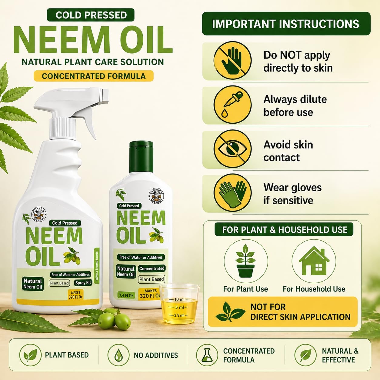 Botanical Tradesman Neem Oil Spray for Plants Makes 320 Fl Oz Pure Cold Press…
