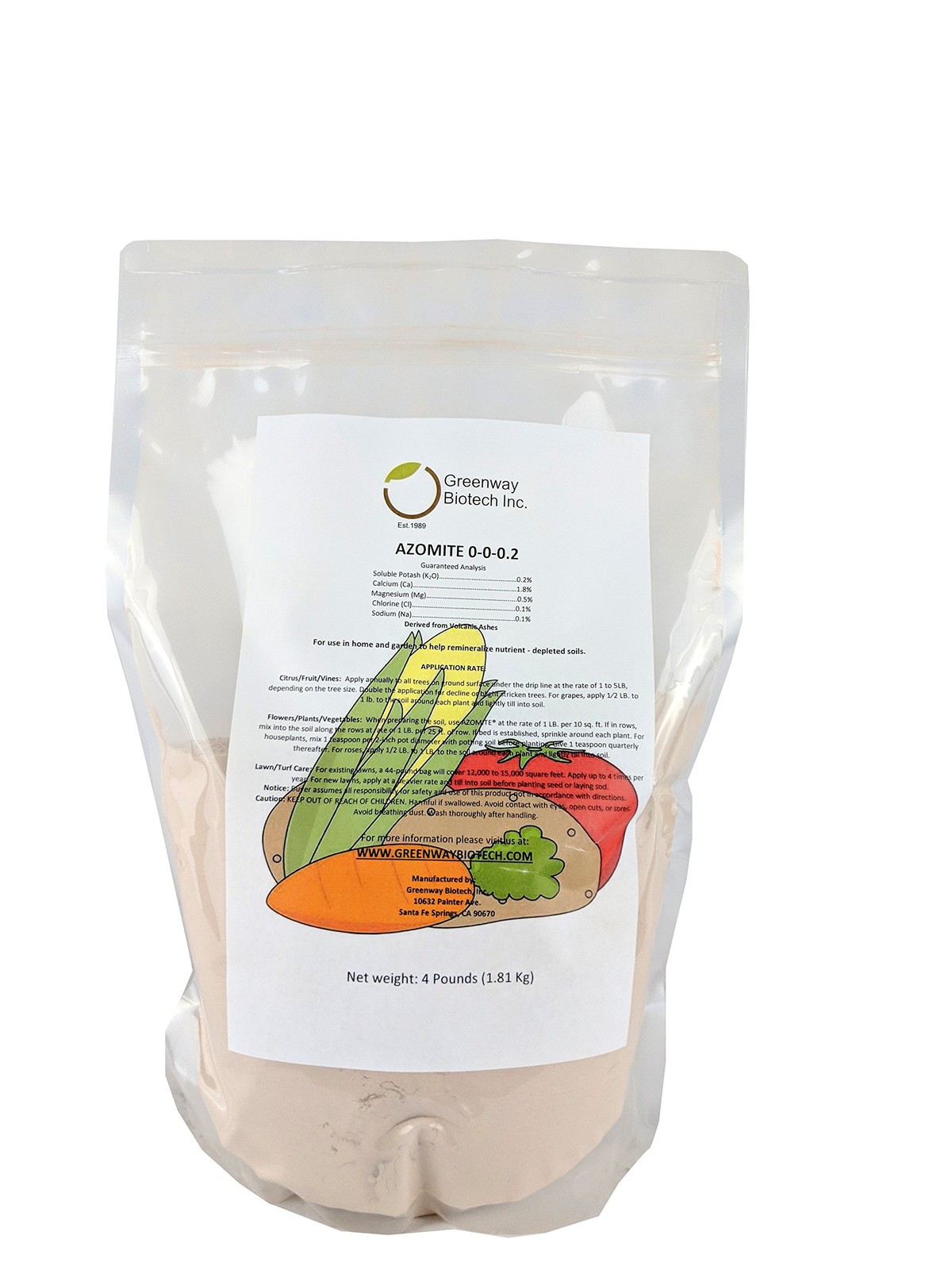 Greenway Biotech Azomite Organic Fertilizer 4 Pounds Soil Amendment 70 Minerals