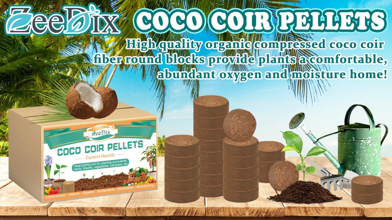 50 Pcs 30mm Organic Coco Coir Pellets – Compressed Potting Soil for Seed Starter