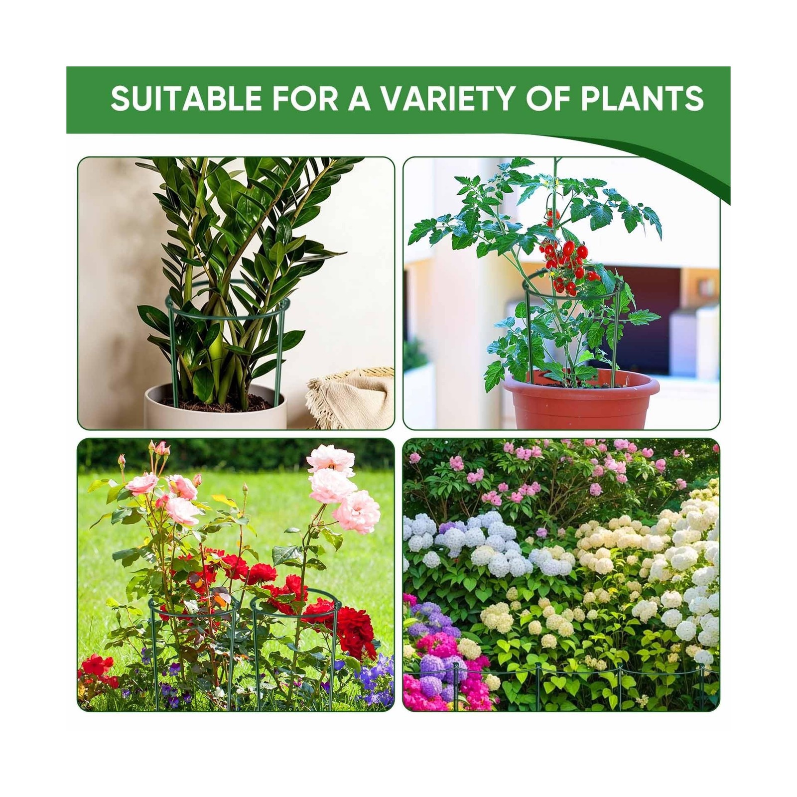 HiGift 10 Pack 24″ H x 10″ W Tall Plant Support Stakes, Half Round Metal Peon…