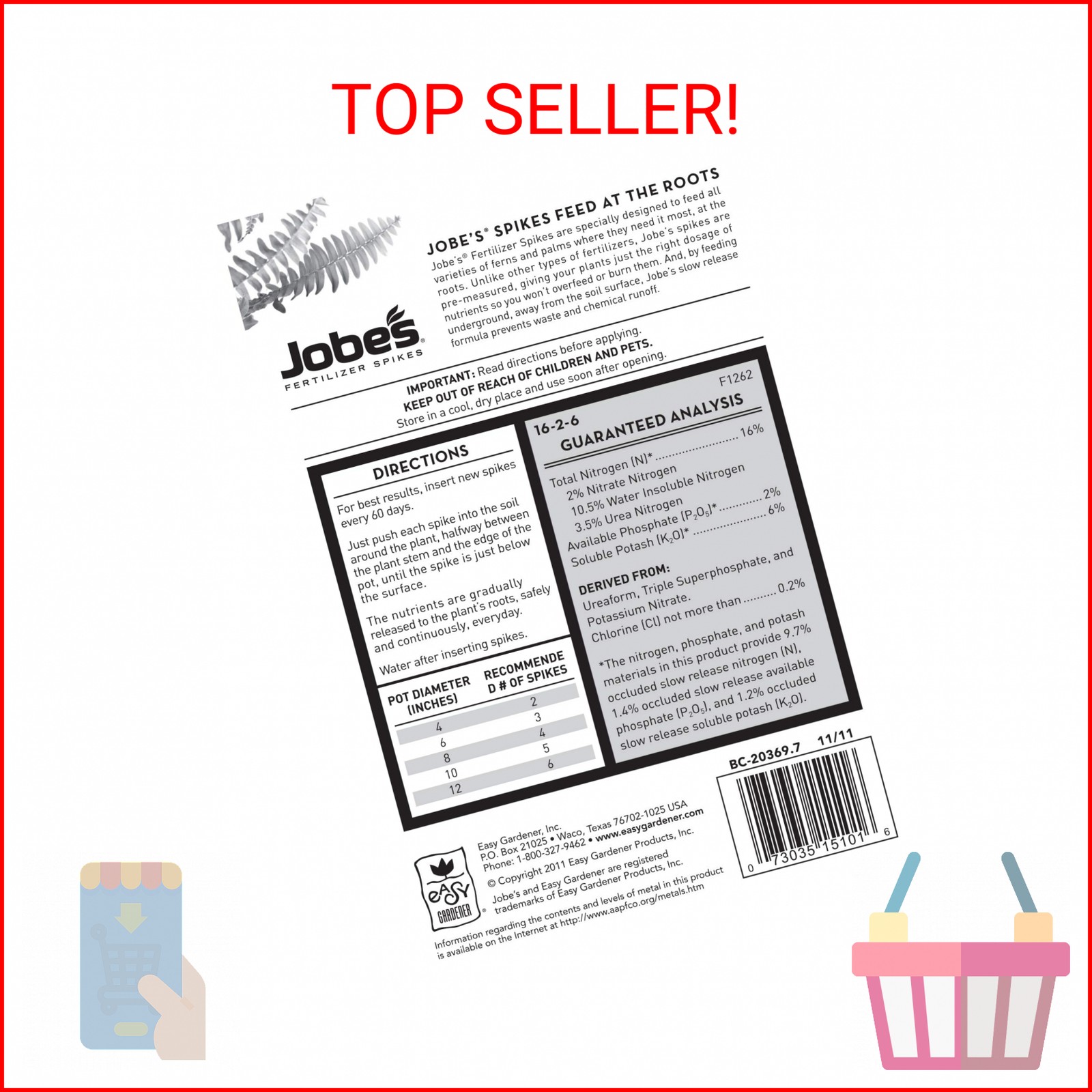 Jobe’s Plant Food Fertilizer Spikes, Easy Plant Care for All Ferns and Palm Plan