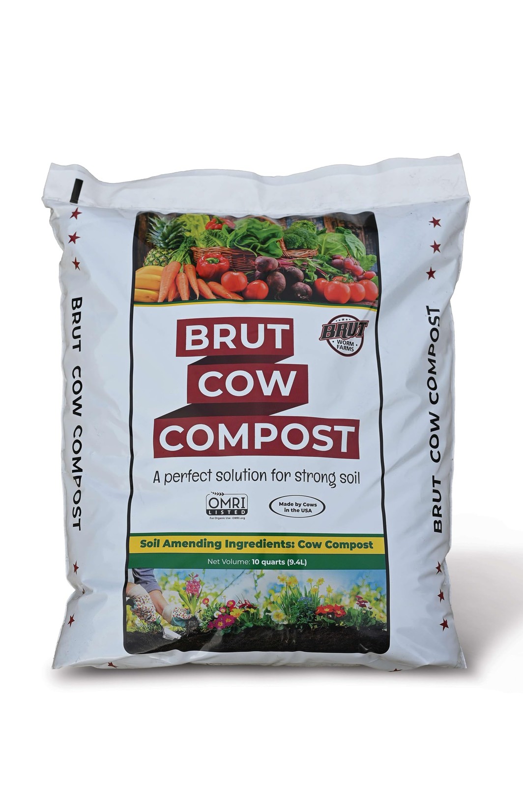 Brut Organic Cow Compost – 10 Quart – Nutrient-Rich Fertilizer for Thriving G…