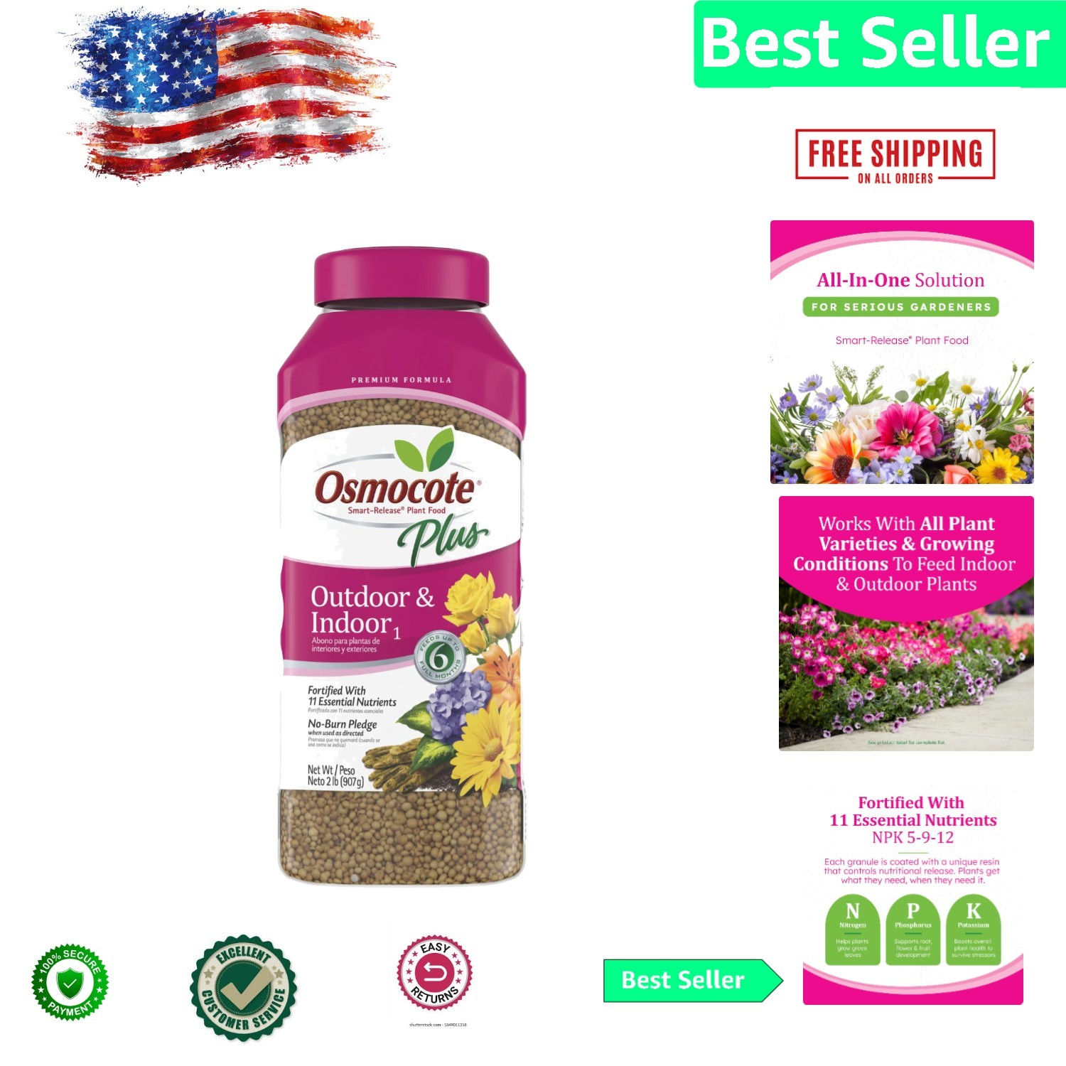 2 lb. Continuous Release Plant Fertilizer with 11 Nutrients for Thriving Plants