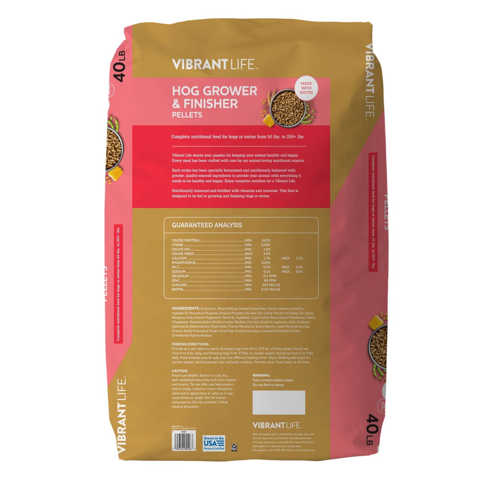 (2 pack) Hog Grower & Finisher Pellet Feed, 40 lb Bag
